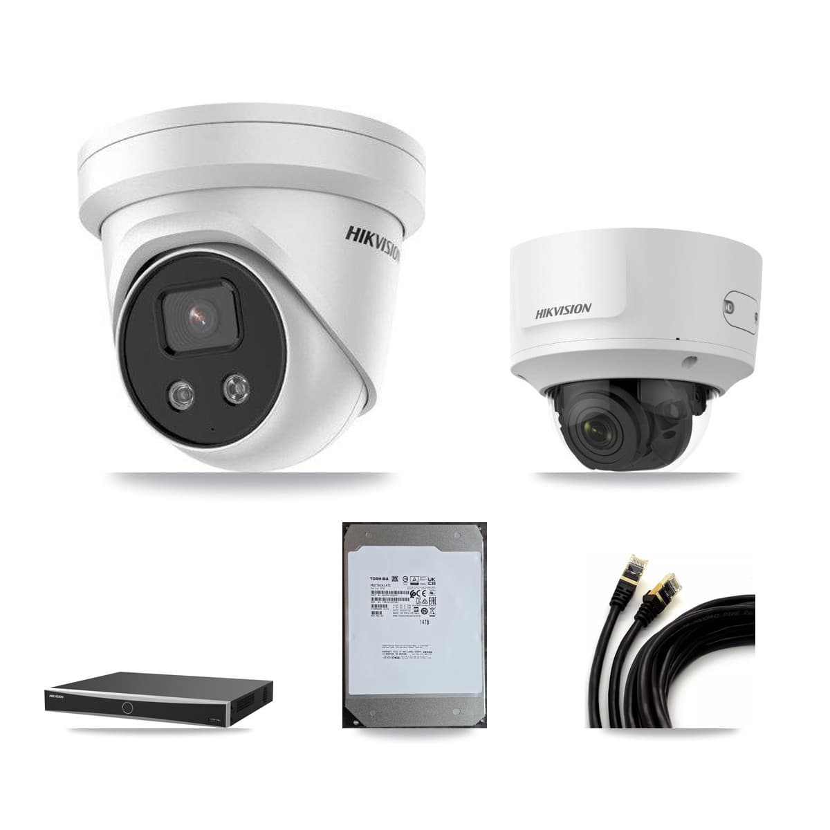 Hikvision 16-Channel 2MP – 5MP CCTV Kit — 1 2MP Dome + 8 5MP Turret Cameras + 14TB Recording (DS-7616NXI Recorder) - Image 1