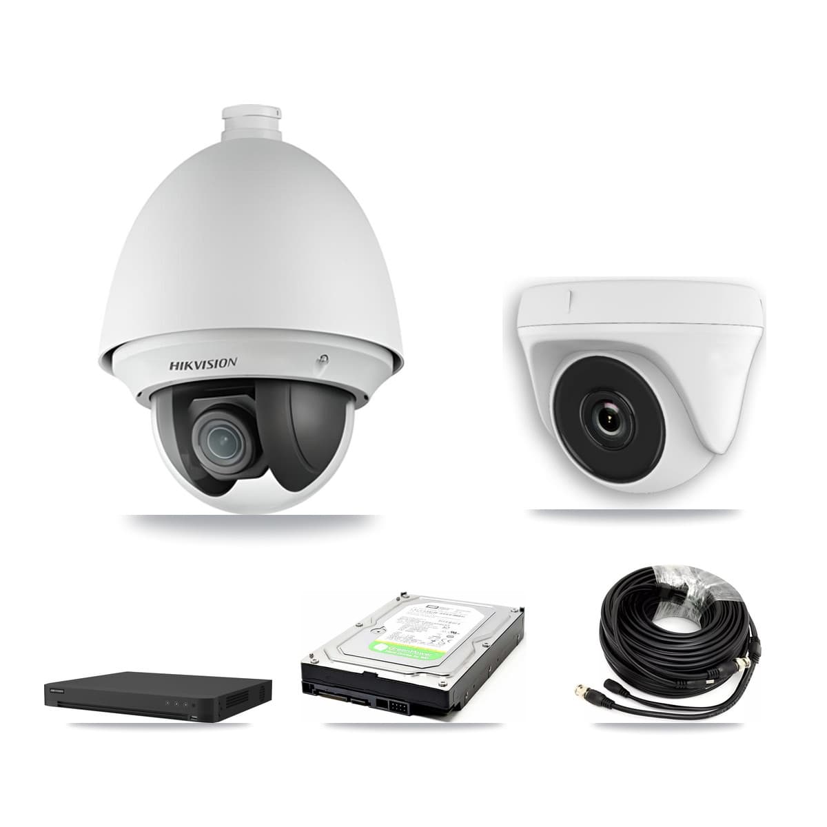 Hikvision 16-Channel 2MP CCTV Kit — 1 PTZ + 1 White Dome Cameras + 1TB Recording (IDS-7216HUHI Recorder)