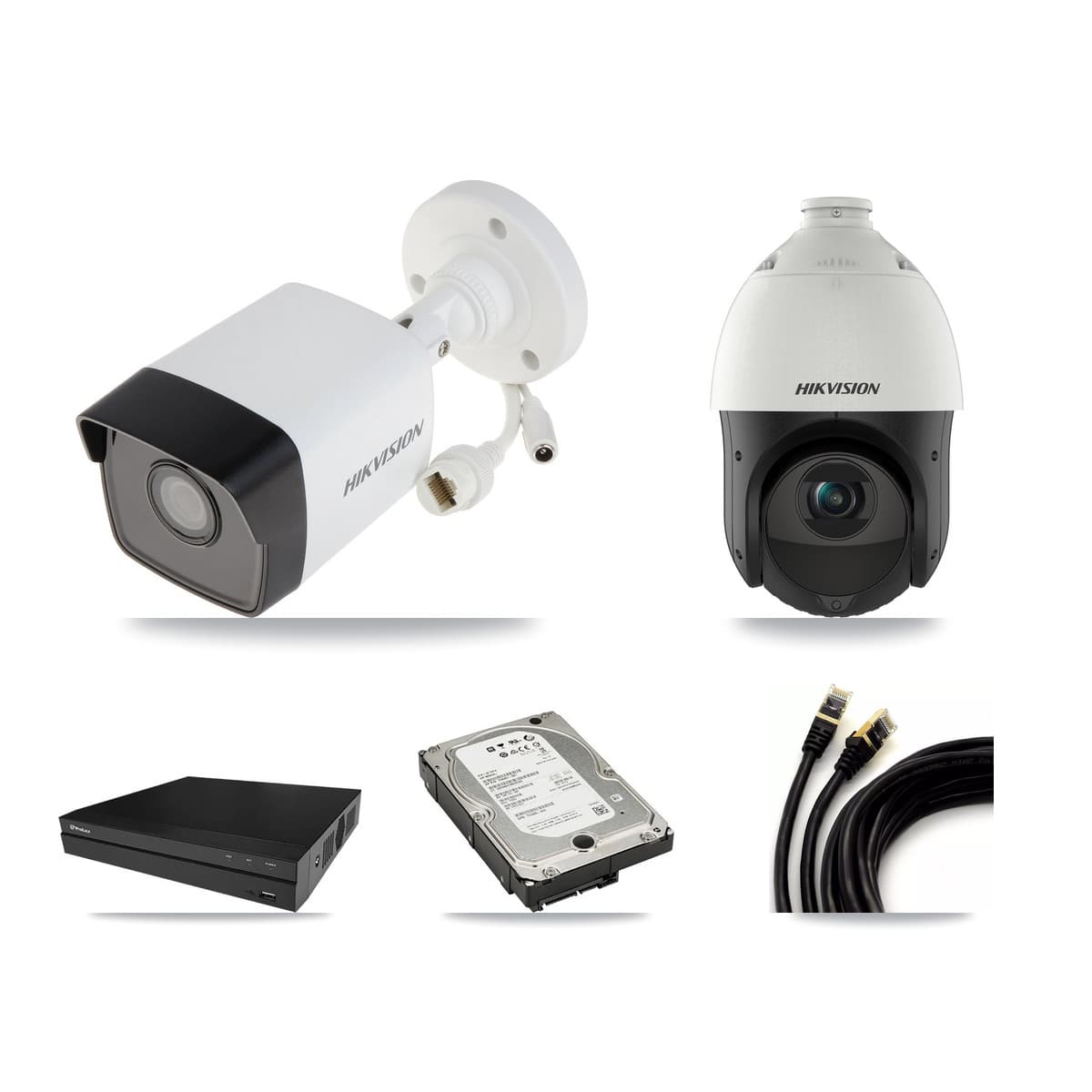 Hikvision & Prolux 8-Channel 4MP – 5MP CCTV Kit — 3 5MP Bullet + 1 4MP PTZ Cameras + 5TB Recording