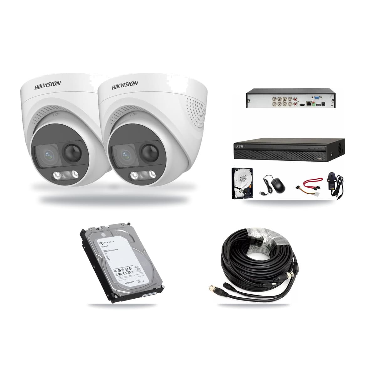 Hikvision & Dahua 8-Channel 5MP CCTV Kit — 2 DS-2CE72KF3T Turret Cameras + 6TB Recording - Image 1
