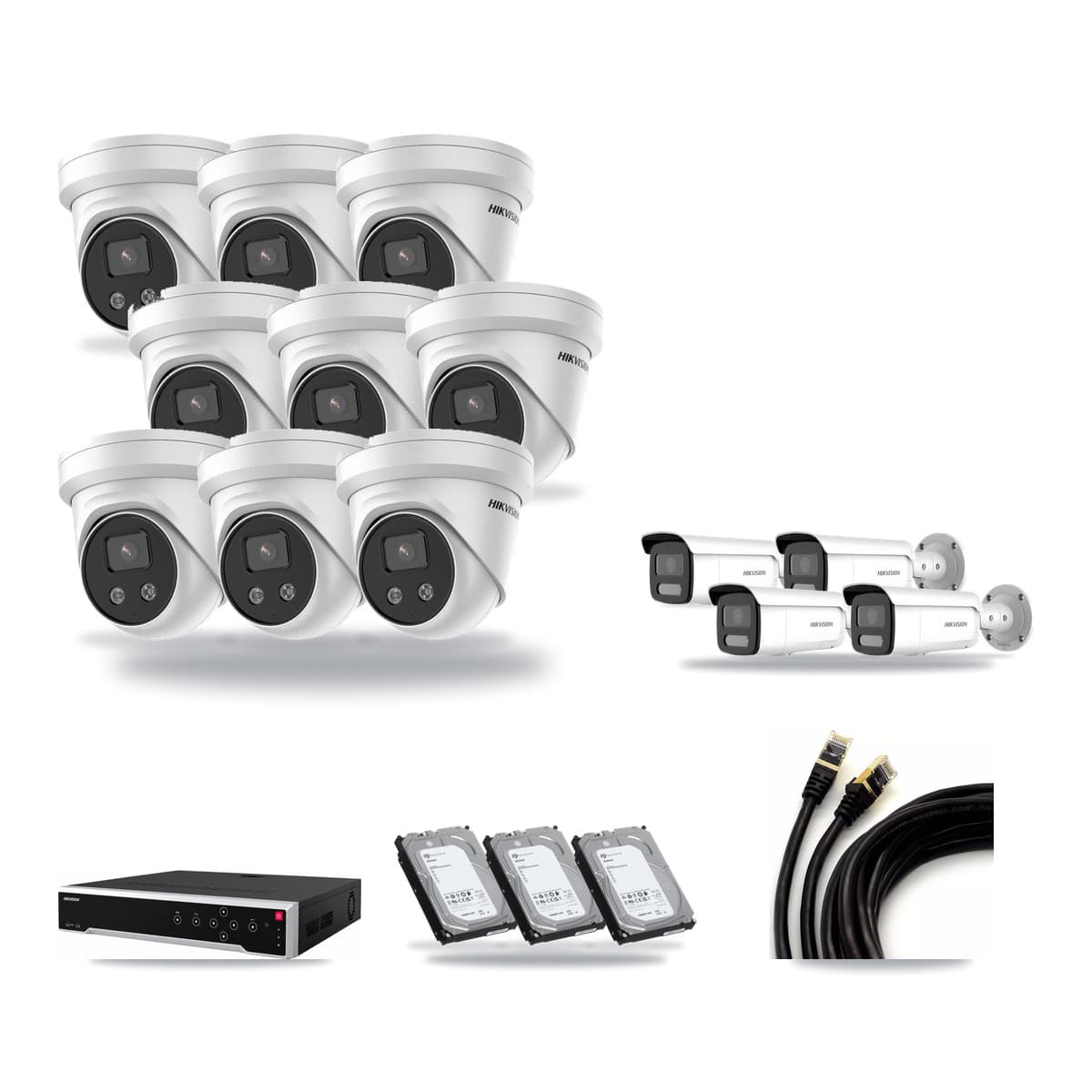 Hikvision 32-Channel 4MP – 5MP CCTV Kit — 4 4MP Bullet + 9 5MP Turret Cameras + 3× 6TB Recording - Image 1