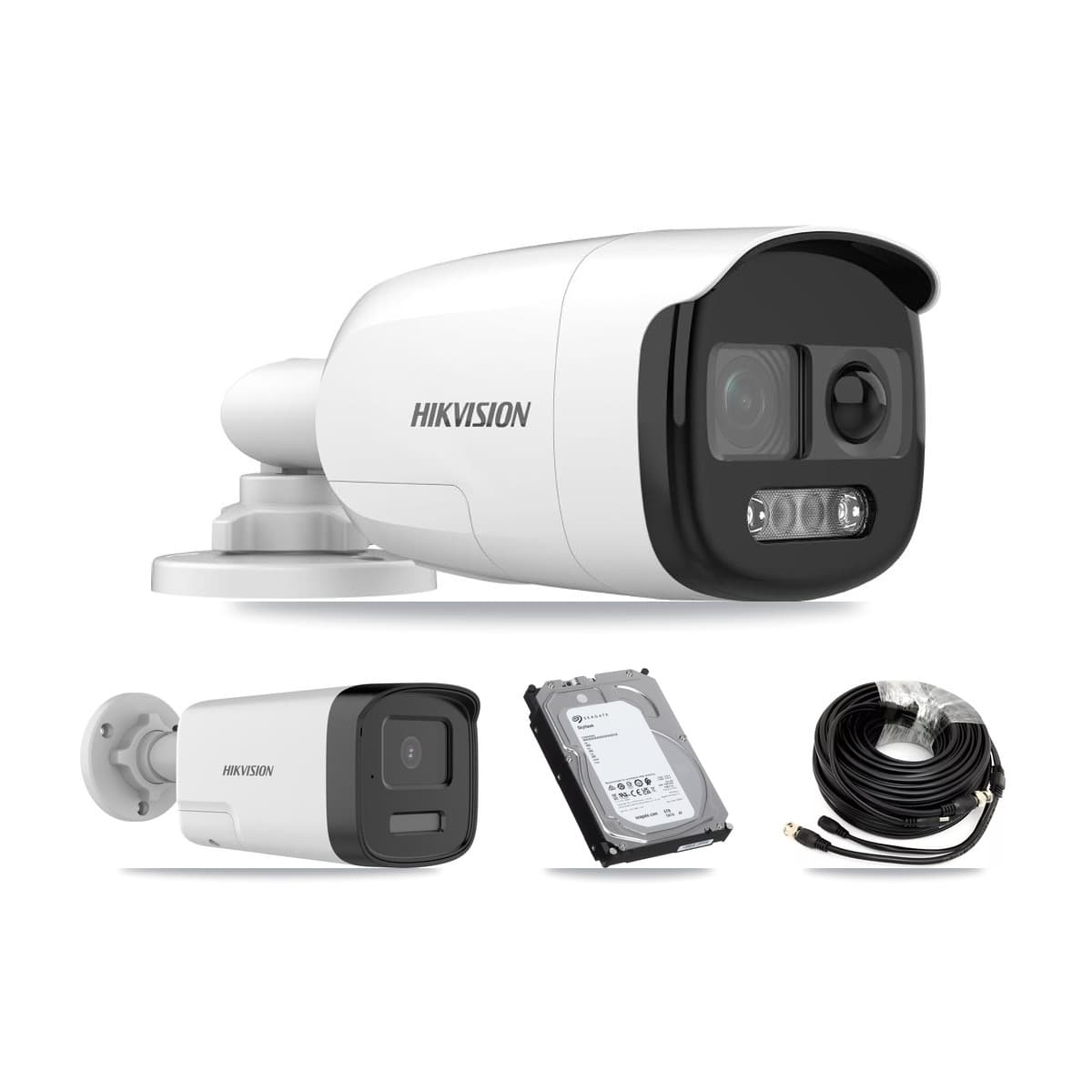 Hikvision 32-Channel 5MP CCTV Kit — 7 DS-2CE12KF3T + 1 DS-2CE17K0T Bullet Cameras + 2× 6TB Recording