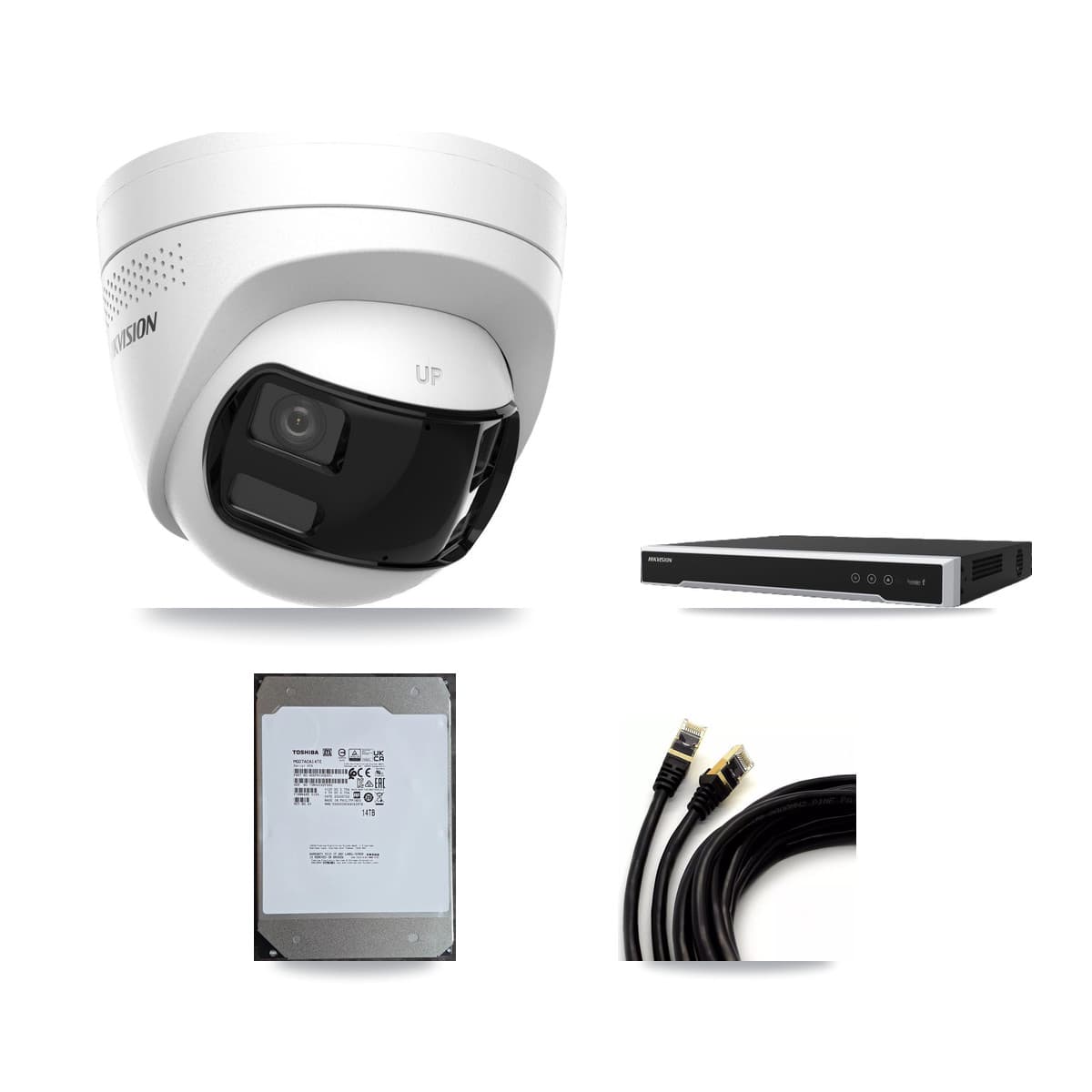 Hikvision 8-Channel 4K CCTV Kit — 4 DS-2CD1383G2P Turret Cameras + 14TB Recording