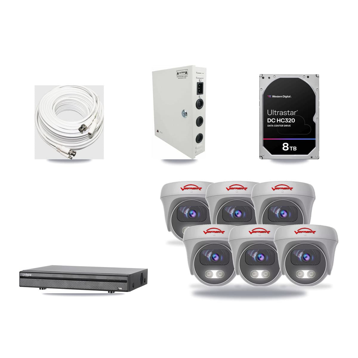 Dahua 8-channel CCTV kit: 6 cameras (6× 5MP Camera), 8TB hard drive
