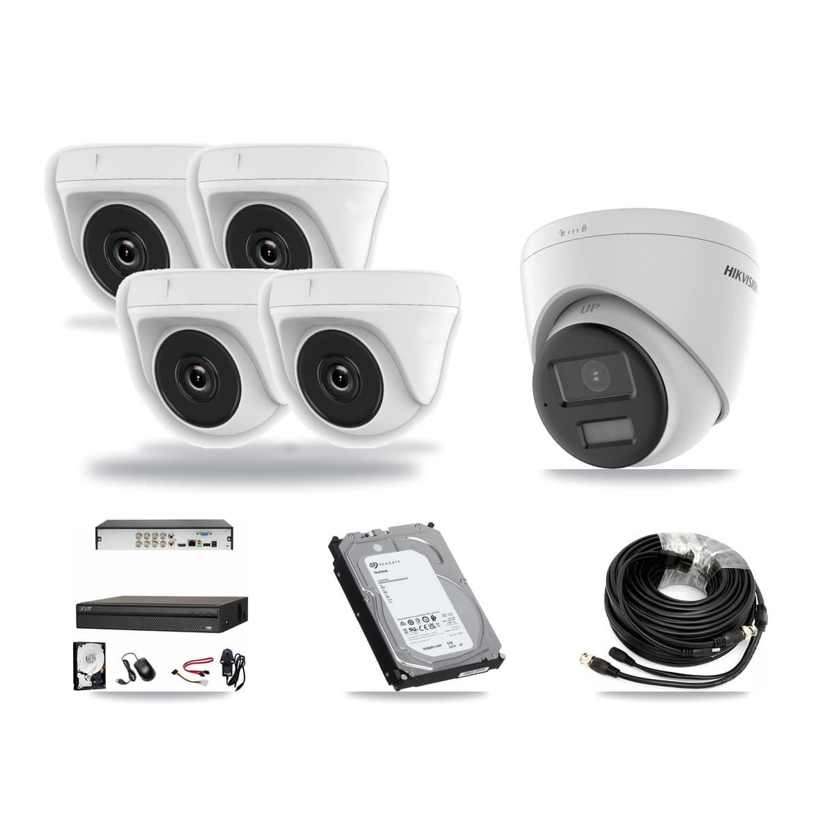Hikvision & Dahua 8-Channel 2MP – 4K CCTV Kit — 1 4K Turret + 4 2MP Dome Cameras + 6TB Recording - Image 1