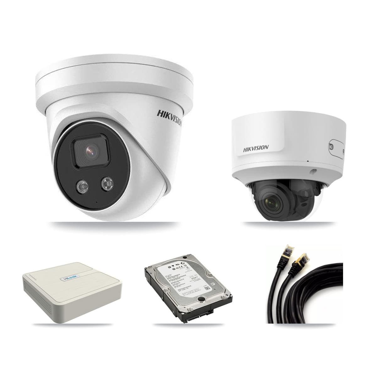 Hikvision & HiLook 8-Channel 2MP – 5MP CCTV Kit — 1 2MP Dome + 3 5MP Turret Cameras + 5TB Recording (NVR-108H-D Recorder)