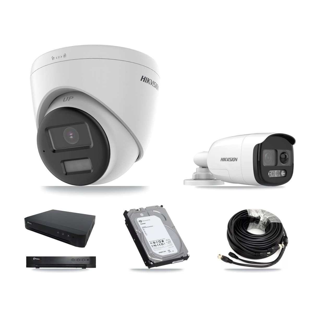 Hikvision & Prolux 16-Channel 5MP CCTV Kit — 1 DS-2CE12KF3T Bullet + 4 DS-2CE78K0T Turret Cameras + 6TB Recording
