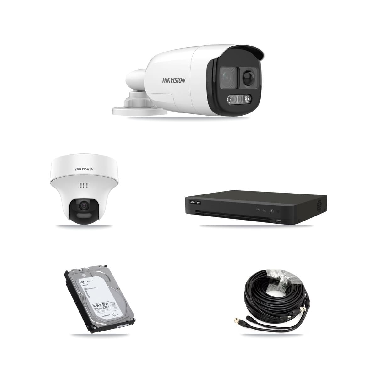Hikvision IDS-7216HQHI-M1/XT 16-Channel DVR CCTV Kit — 6× DS-2CE12KF3T-PIRXO Bullet + 2× DS-2CE70K0T-PTLTS Turret 5MP Cameras + 6TB HDD
