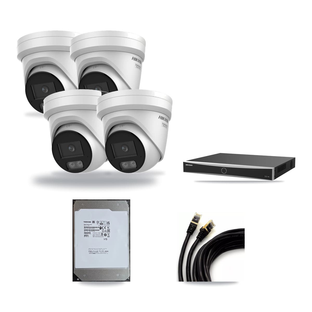 Hikvision 16-Channel 4K CCTV Kit — 4 DS-2CD2387G3 Turret Cameras + 14TB Recording - Image 1