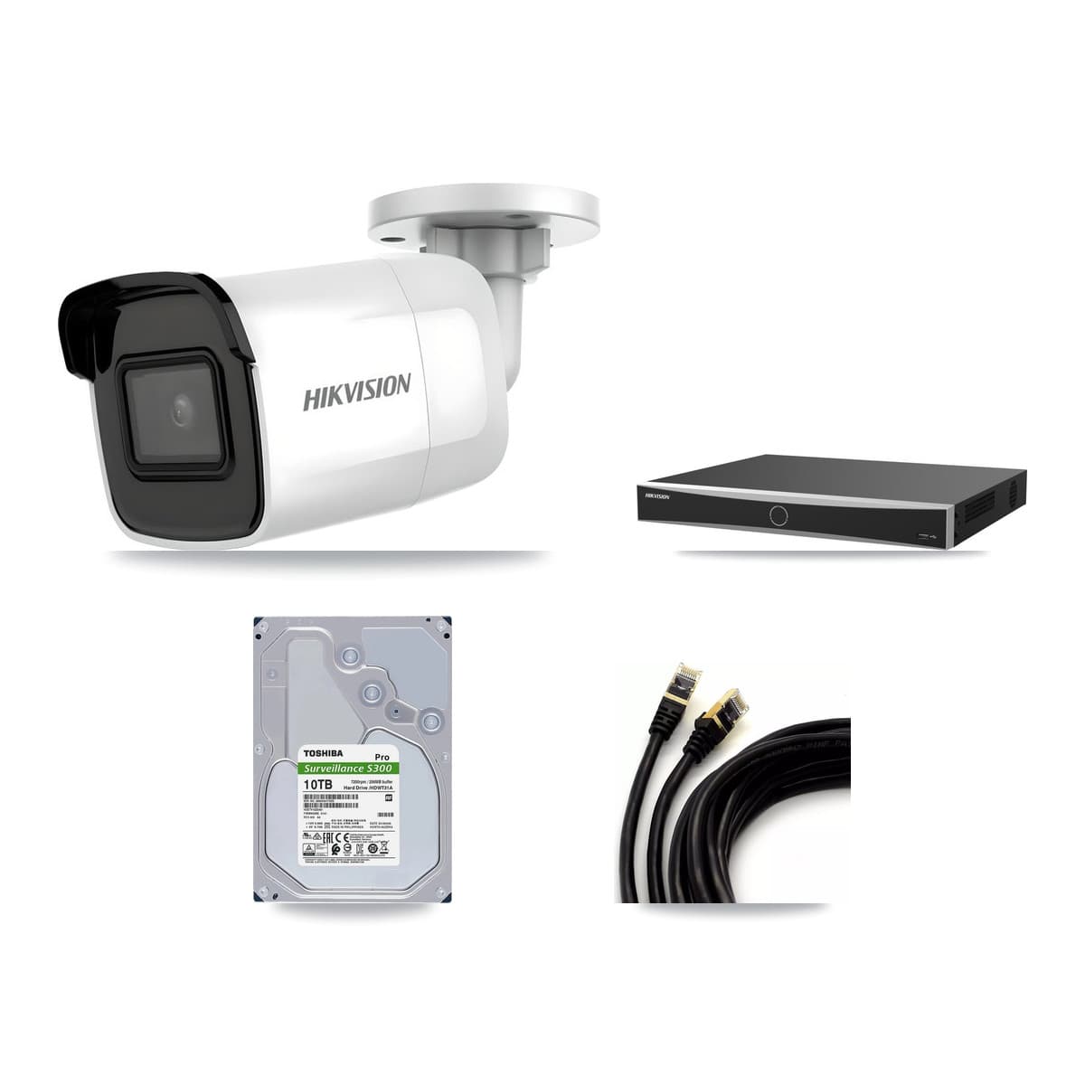 Hikvision 16-Channel 4K CCTV Kit — 4 Bullet Cameras + 10TB Recording (DS-7616NXI Recorder)