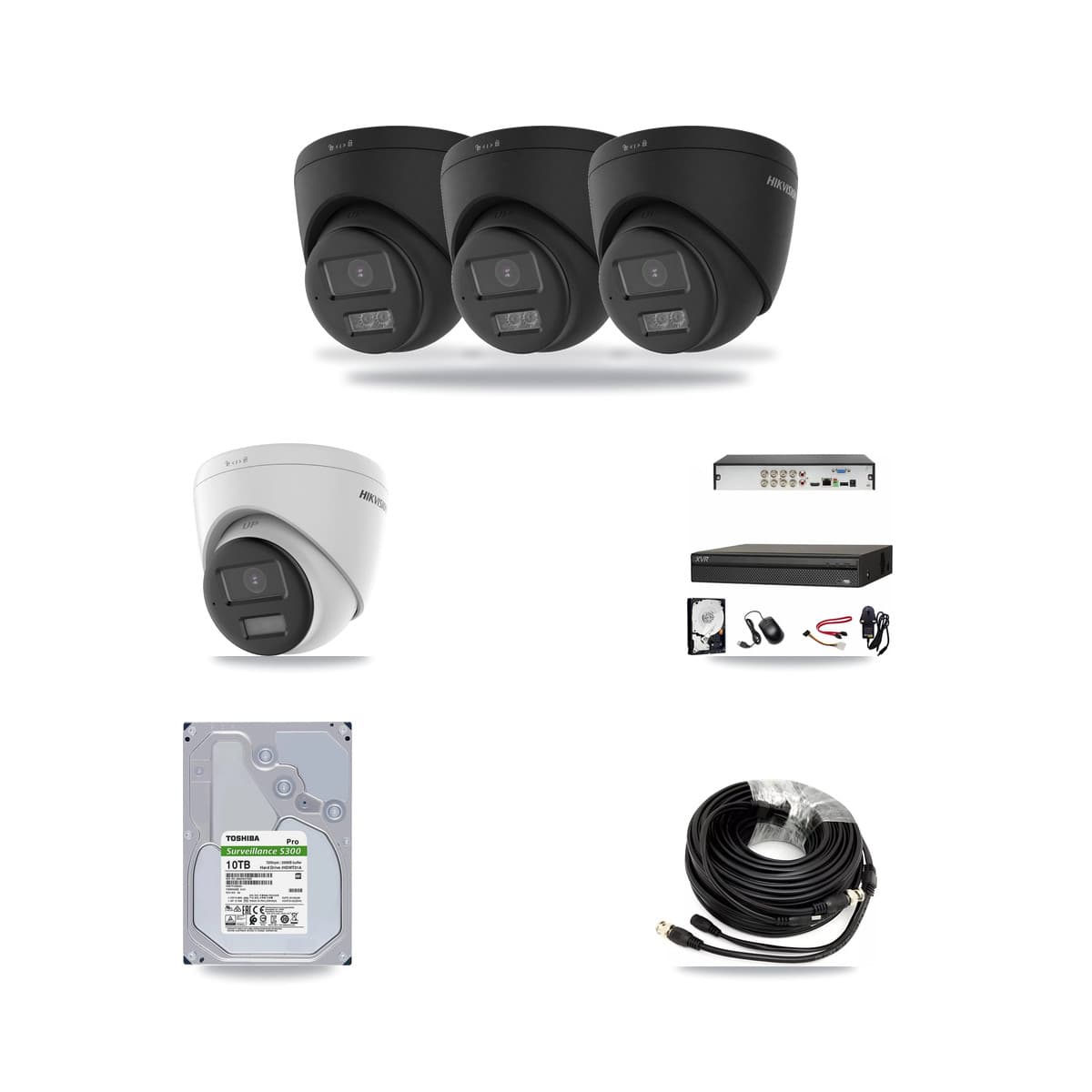 Hikvision & Dahua 8-Channel 4K CCTV Kit — 1 DS-2CE78U0T + 3 DS-2CE78U0T Turret Cameras + 10TB Recording - Image 1