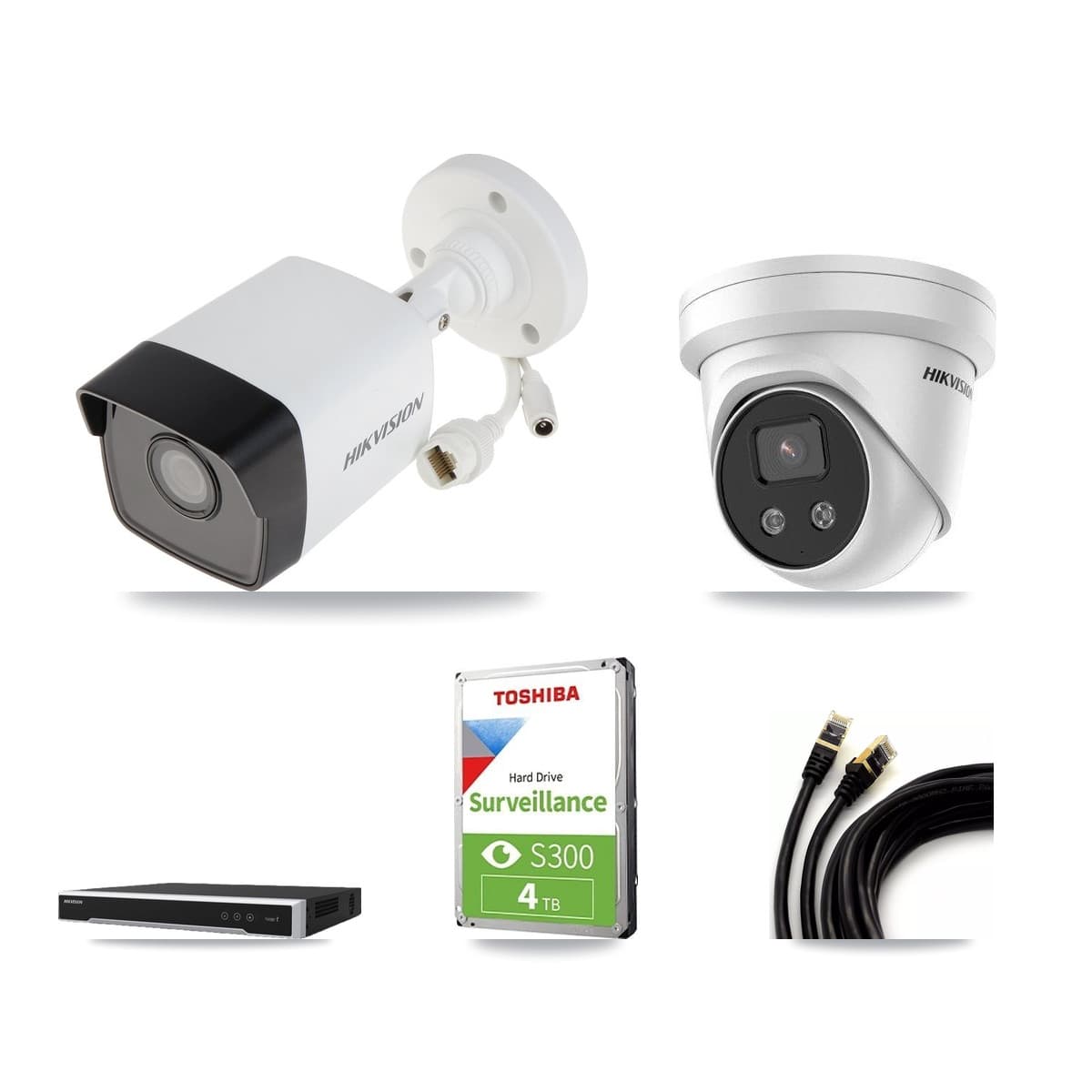 Hikvision 16-Channel 5MP CCTV Kit — 2 DS-2CD1053G0 Bullet + 1 DS-2CD3356G2 Turret Cameras + 4TB Recording