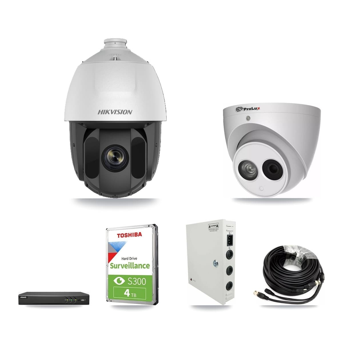 4-Channel 2MP – 4MP CCTV Kit — 2 2MP PTZ + 2 4MP Turret Cameras + 4TB Recording (AN-DV4-8MP Recorder) - Image 1