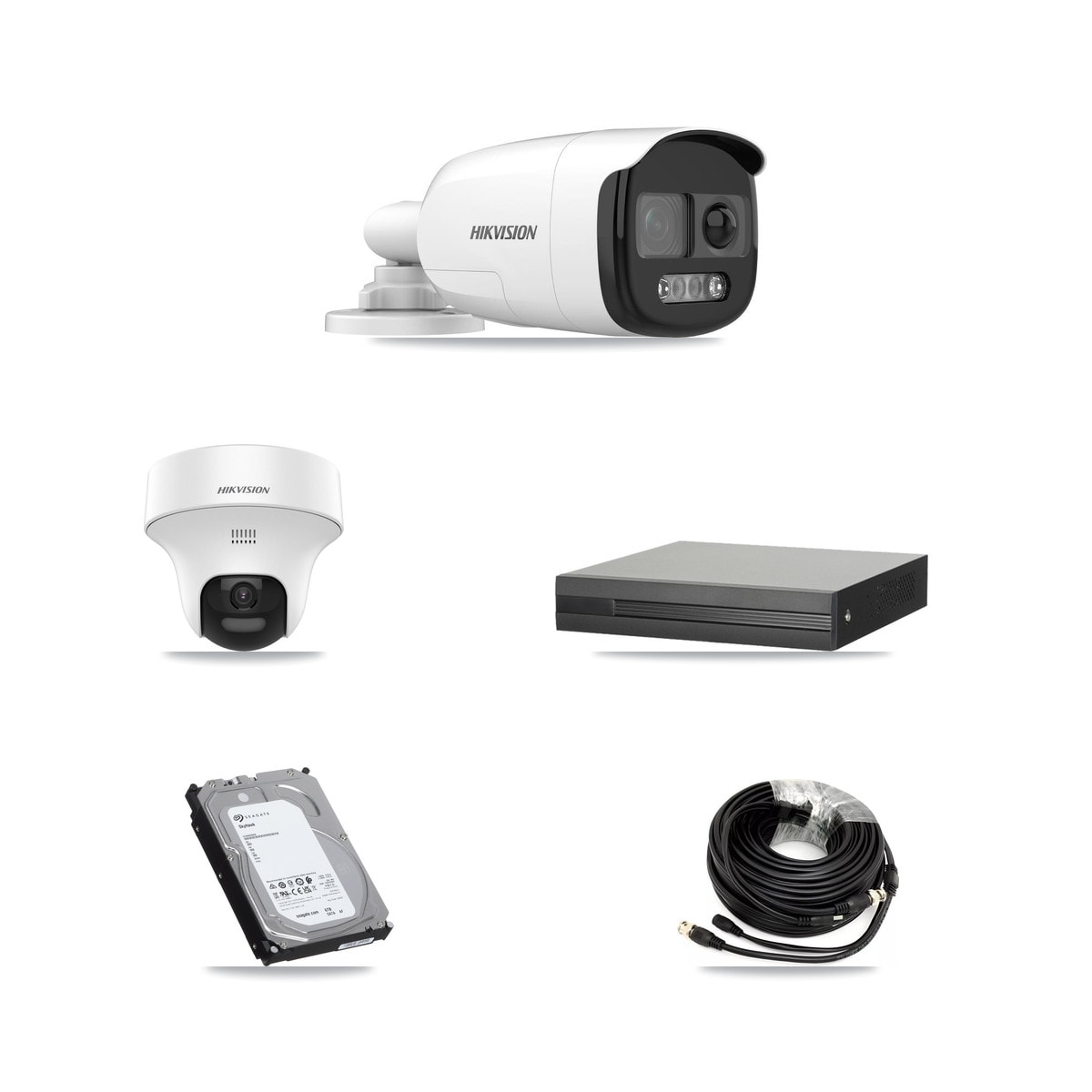 XVR-3108HS-5MP-LITE 8-Channel DVR CCTV Kit — 3× Hikvision DS-2CE12KF3T-PIRXO Bullet + 3× Hikvision DS-2CE70K0T-PTLTS Turret 5MP Cameras + 6TB HDD
