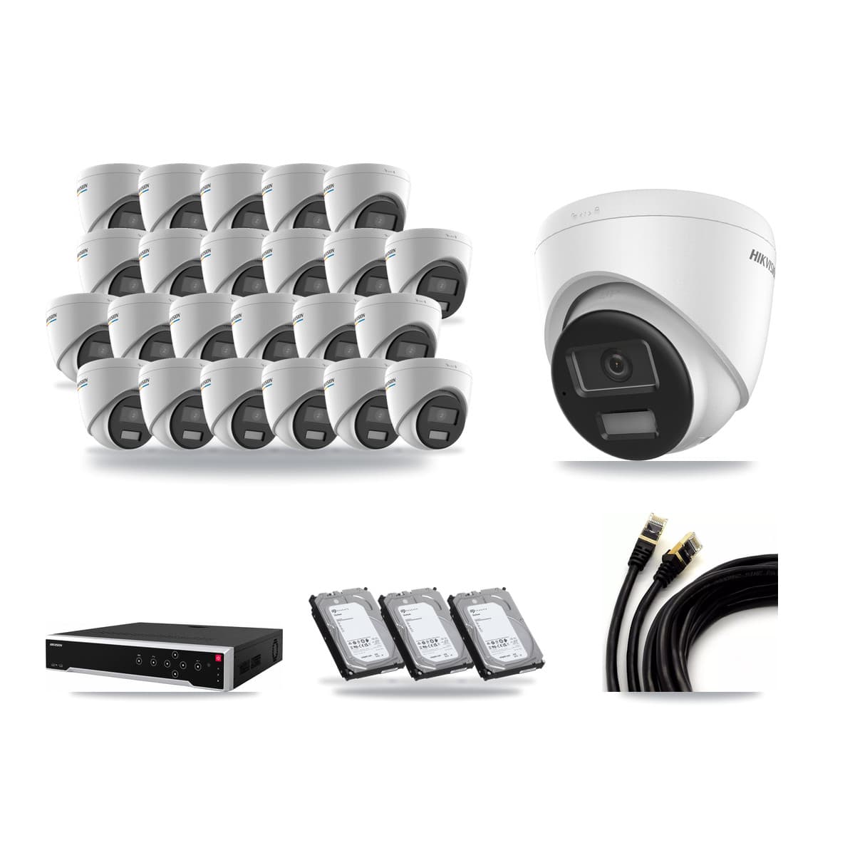 Hikvision 32-Channel 2MP – 4K CCTV Kit — 23 2MP + 1 4K Turret Cameras + 3× 6TB Recording - Image 1