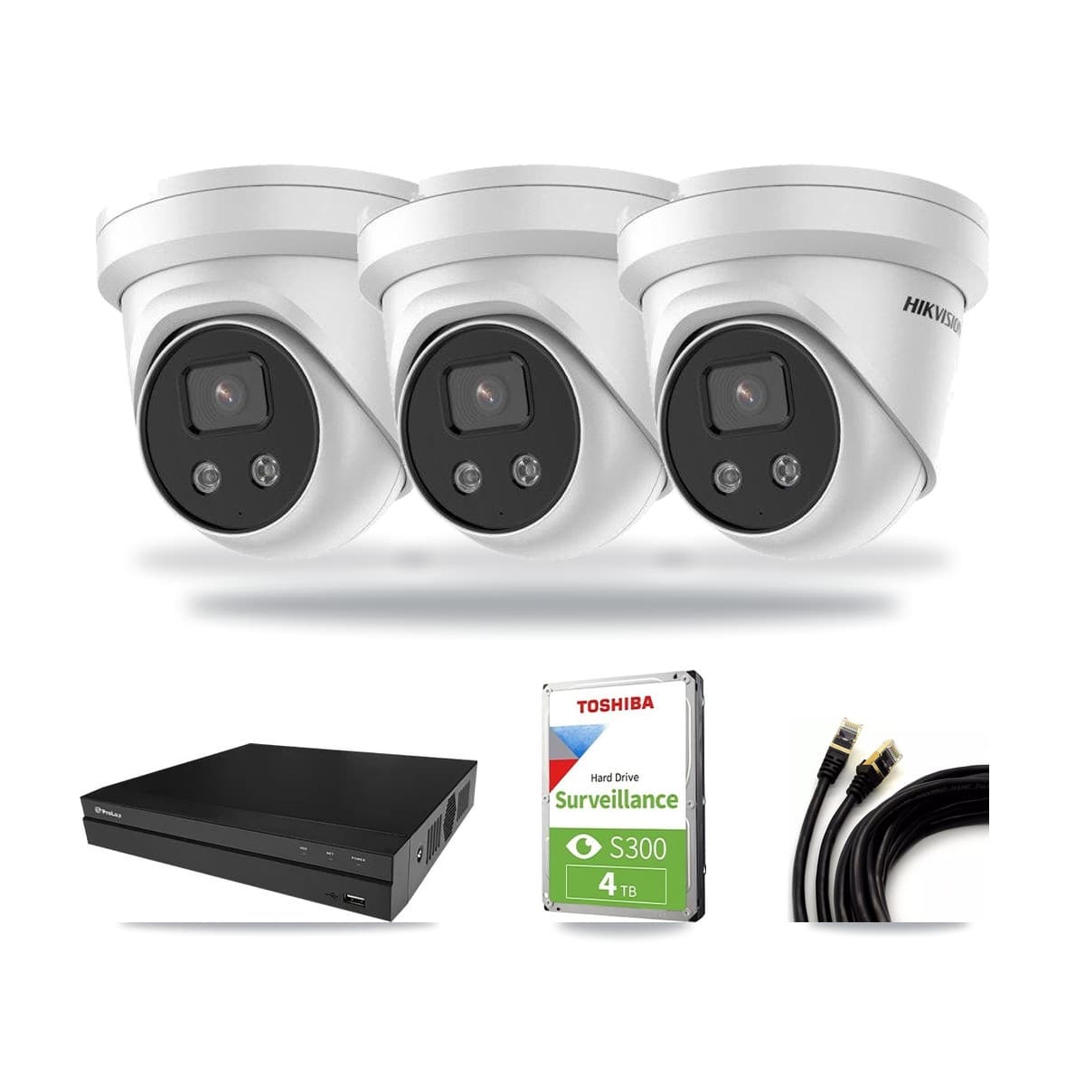 Hikvision & Prolux 8-Channel 5MP CCTV Kit — 3 DS-2CD3356G2 Turret Cameras + 4TB Recording - Image 1