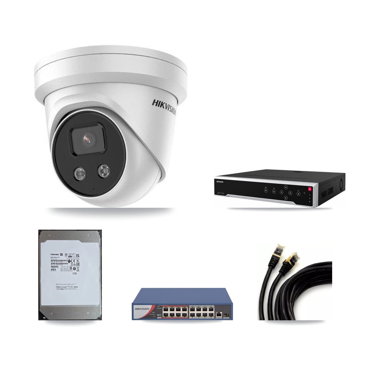Hikvision 32-Channel 5MP CCTV Kit — 31 Turret Cameras + 4× 14TB Recording
