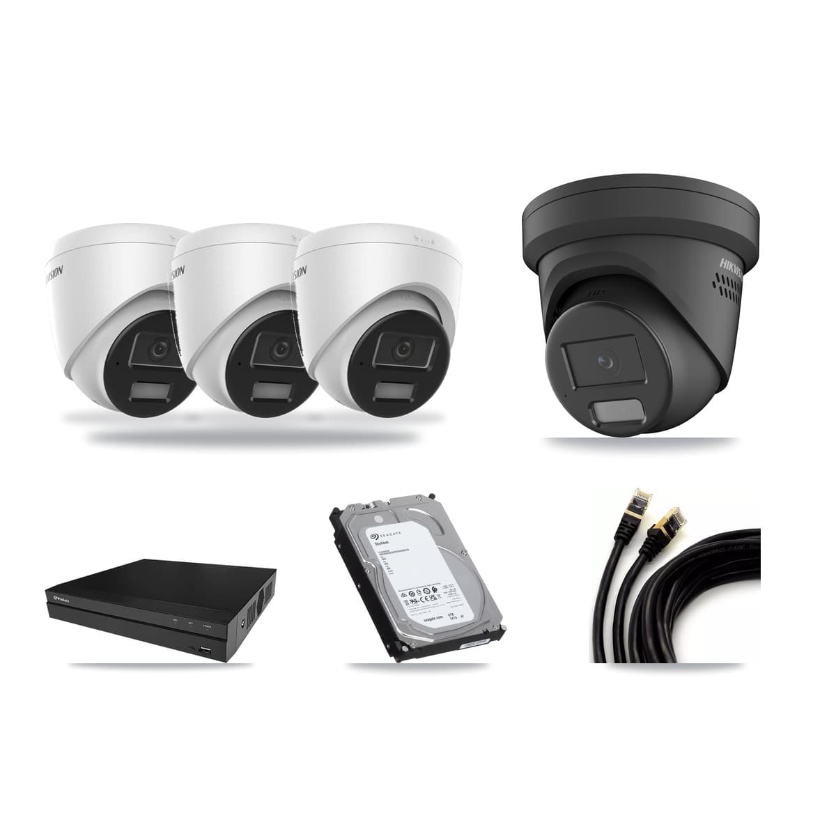 Hikvision & Prolux 8-Channel 4MP CCTV Kit — 3 DS-2CD1343G2 + 1 DS-2CD2347G2 Turret Cameras + 6TB Recording - Image 1