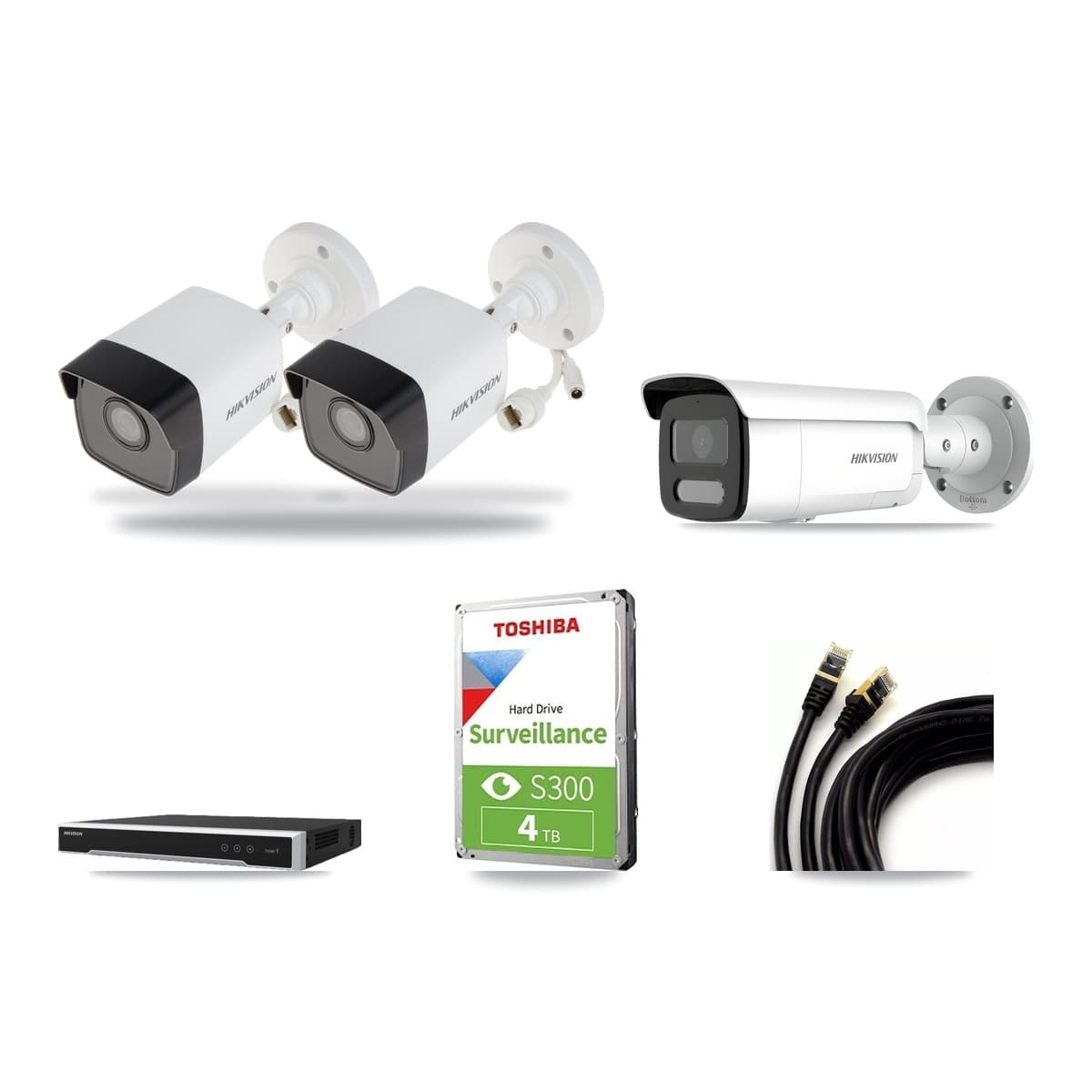 Hikvision 16-Channel 4MP – 5MP CCTV Kit — 2 5MP + 1 4MP Bullet Cameras + 4TB Recording (DS-7616NI-M2 Recorder) - Image 1