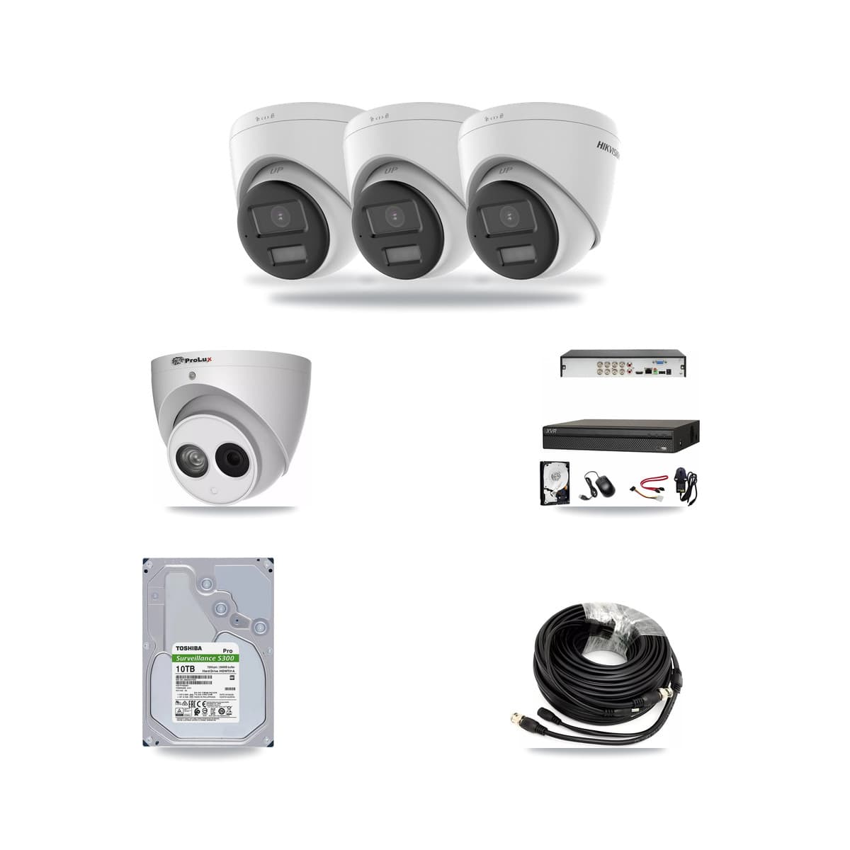 8-Channel 4MP – 4K CCTV Kit — 3 4K + 1 4MP Turret Cameras + 10TB Recording (XVR-3108AD Recorder) - Image 1