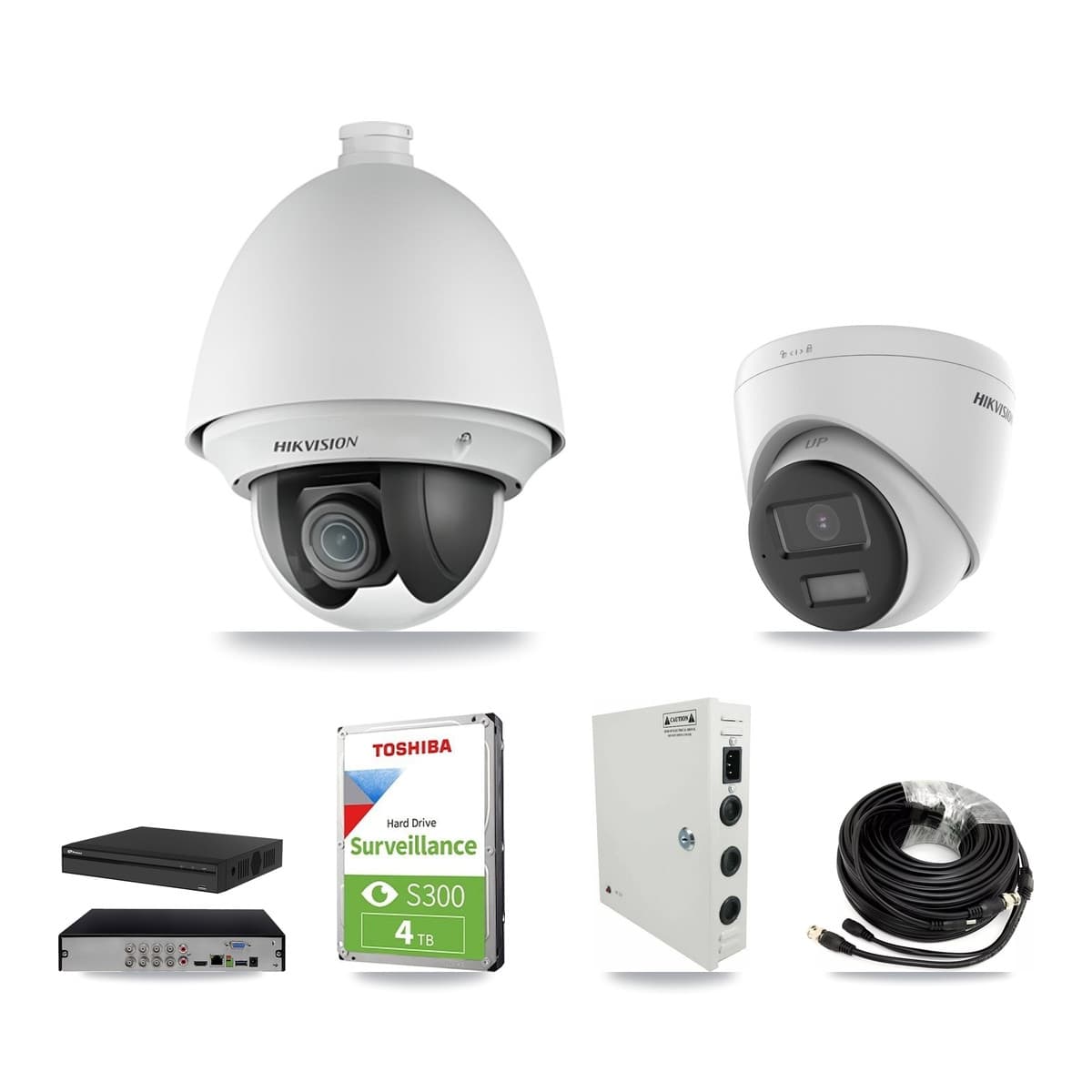 Hikvision & Prolux 8-Channel 2MP – 4K CCTV Kit — 2 2MP PTZ + 1 4K Turret Cameras + 4TB Recording - Image 1
