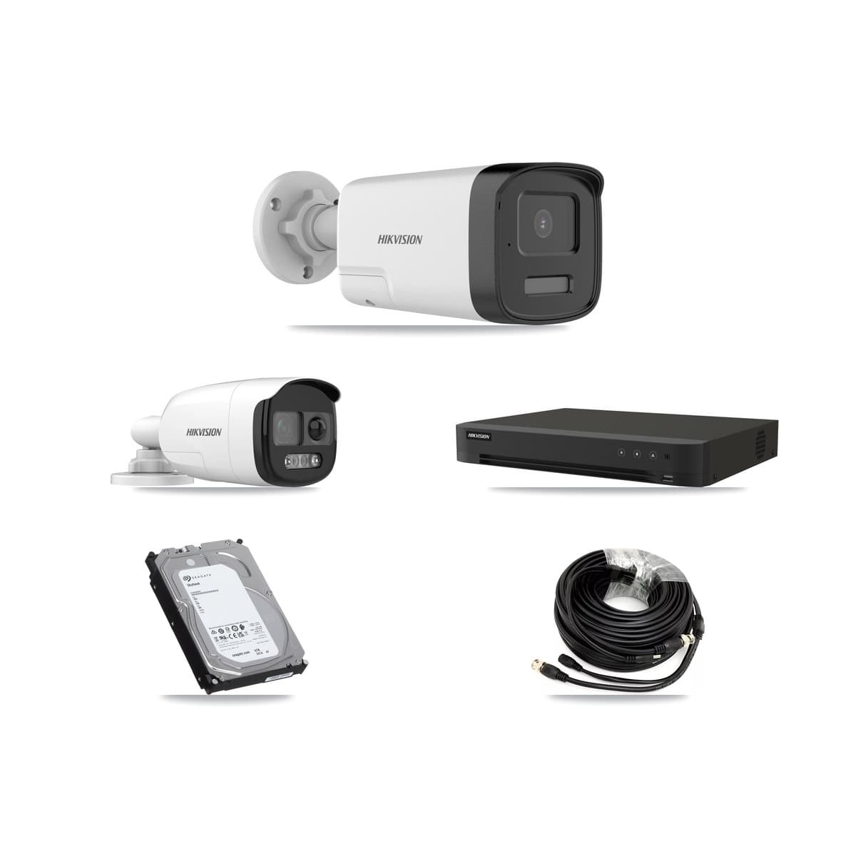 Hikvision 8-Channel 5MP CCTV Kit — 1 DS-2CE12KF3T-PIRXO + 4 DS-2CE17K0T-LXTS Bullet Cameras + 6TB Recording (IDS-7208HUHI-M1/XT Recorder)