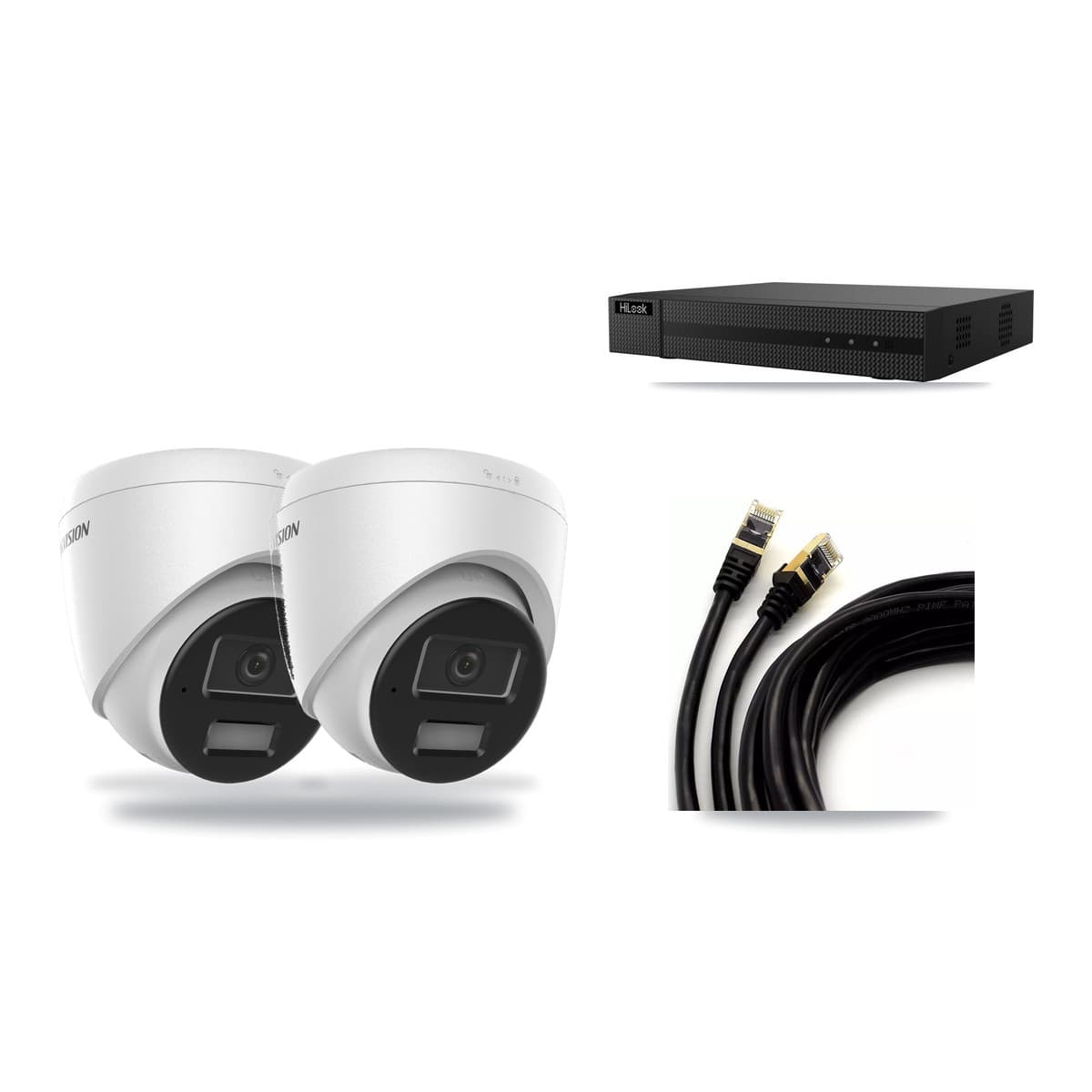 Hikvision & HiLook 8-Channel 4MP CCTV Kit — 2 DS-2CD1343G2 Turret Cameras + 3TB Recording (NVR-108MH-D Recorder) - Image 1