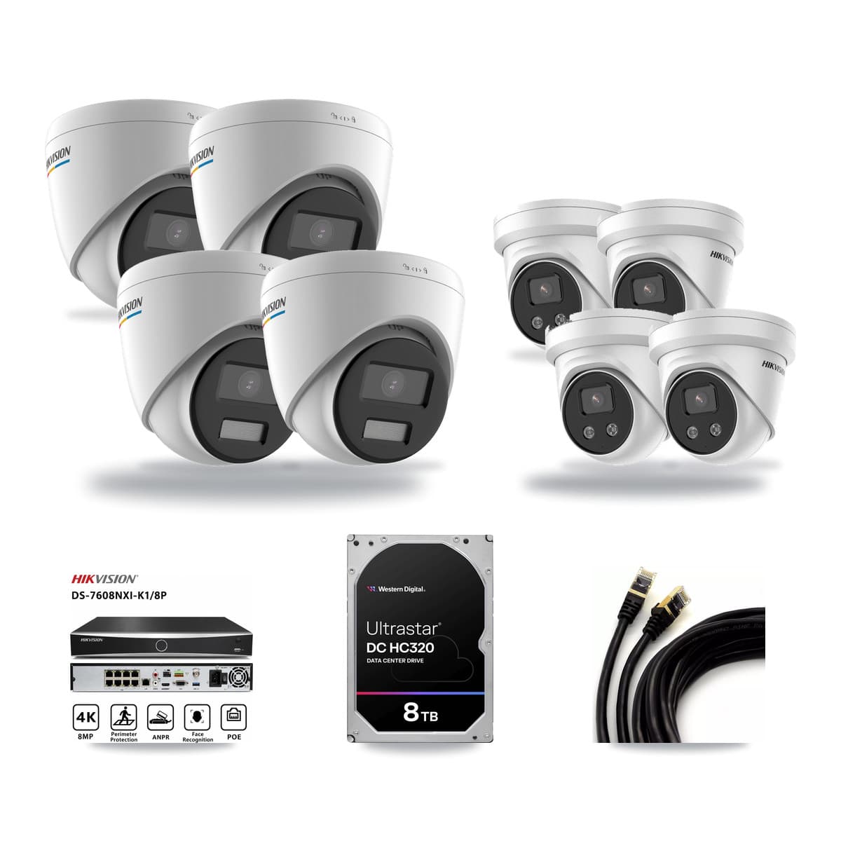 Hikvision 8-Channel 2MP – 5MP CCTV Kit — 4 2MP + 4 5MP Turret Cameras + 8TB Recording - Image 1