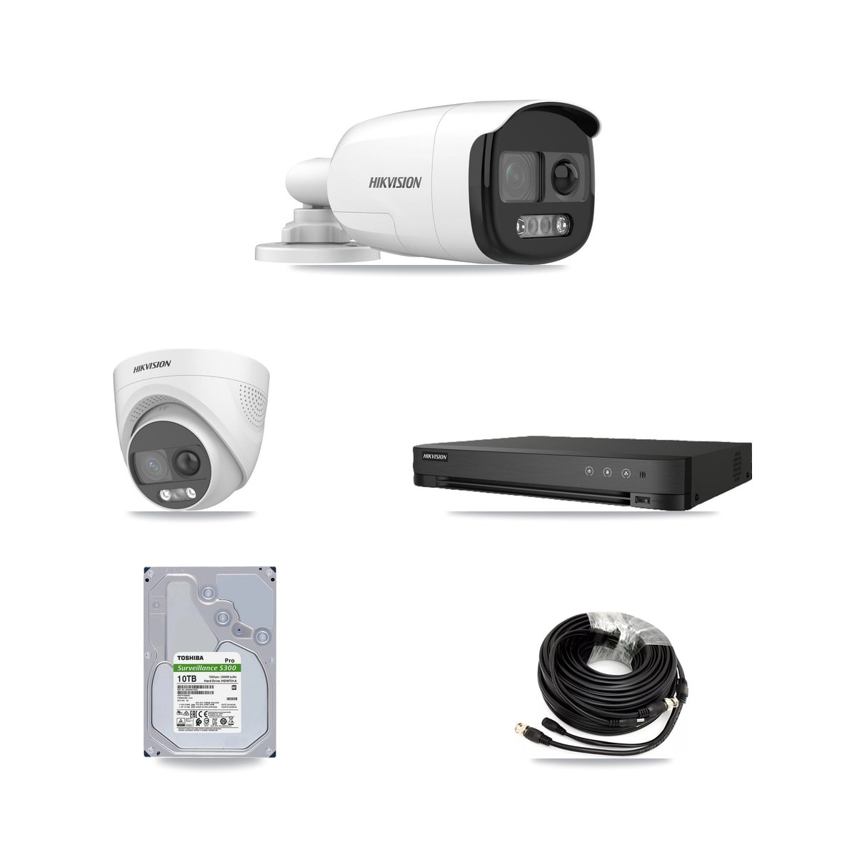 Hikvision 8-Channel 5MP CCTV Kit — 4 DS-2CE12KF3T-PIRXO Bullet + 4 DS-2CE72KF3T-PIRXO Turret Cameras + 10TB Recording (IDS-7208HUHI-M1/E Recorder)