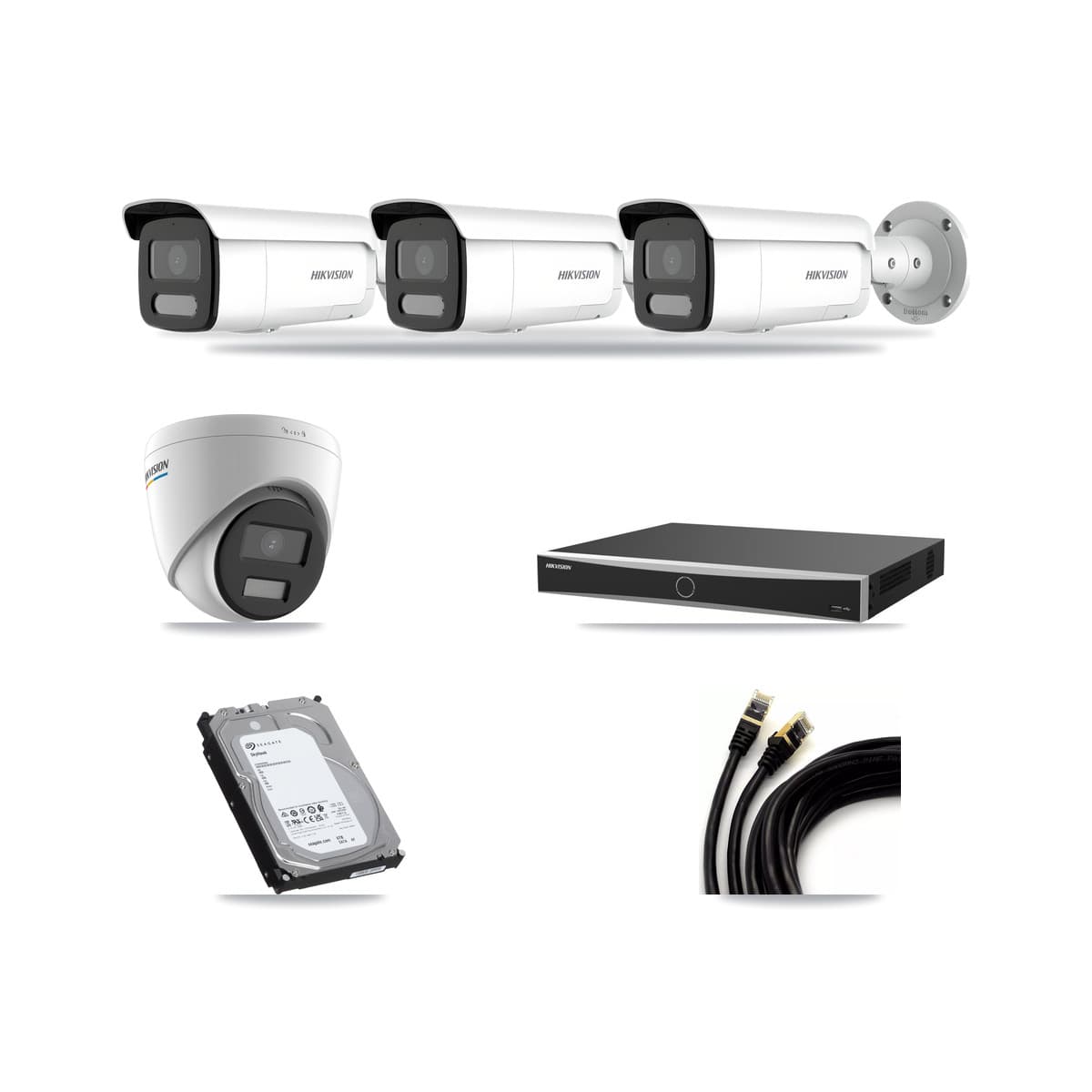 Hikvision 16-Channel 2MP – 4MP CCTV Kit — 1 2MP Turret + 3 4MP Bullet Cameras + 6TB Recording - Image 1