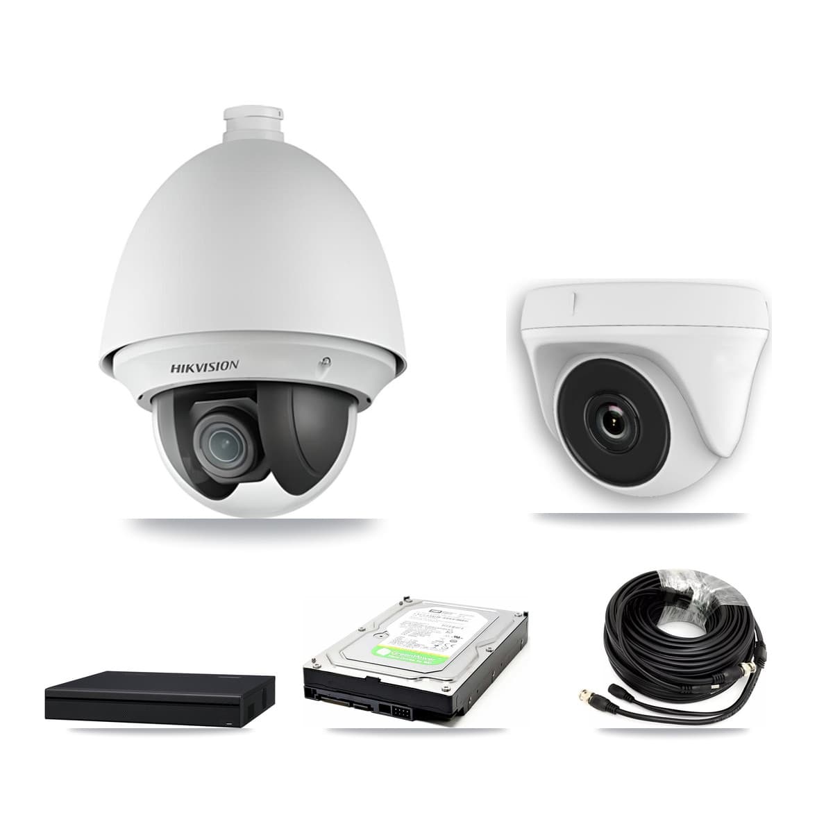 Hikvision 8-Channel 2MP CCTV Kit — 1 PTZ + 1 White Dome Cameras + 1TB Recording (XVR-3108AD Recorder)