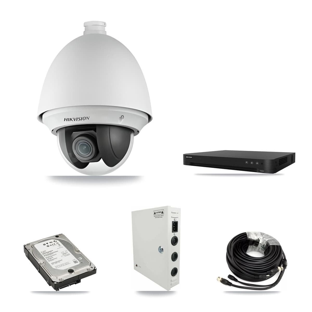 Hikvision 16-Channel 2MP CCTV Kit — 8 DS-2AE4225T PTZ Cameras + 5TB Recording (DS-7216HGHI Recorder)