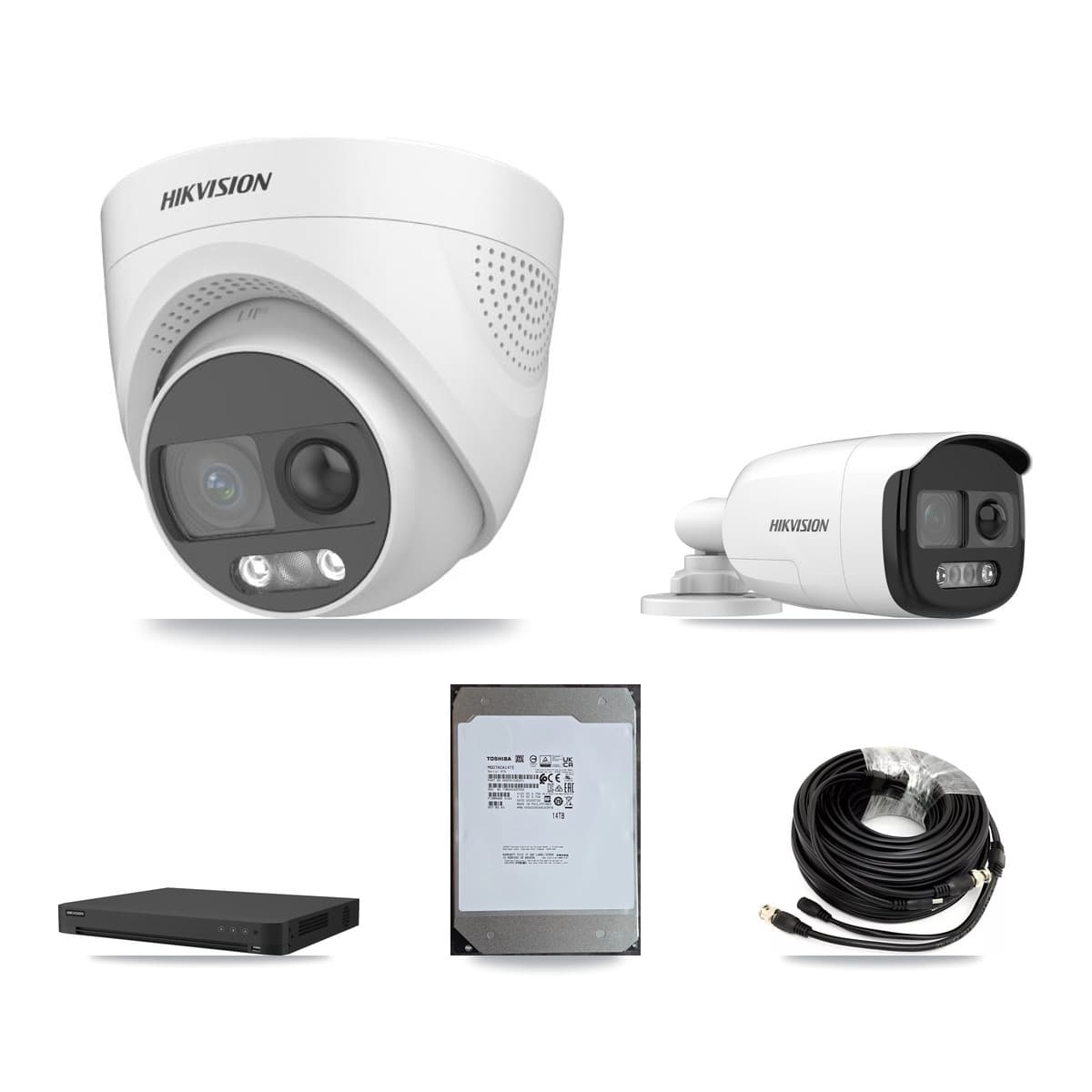 Hikvision 16-Channel 5MP CCTV Kit — 2 DS-2CE12KF3T Bullet + 6 DS-2CE72KF3T Turret Cameras + 14TB Recording