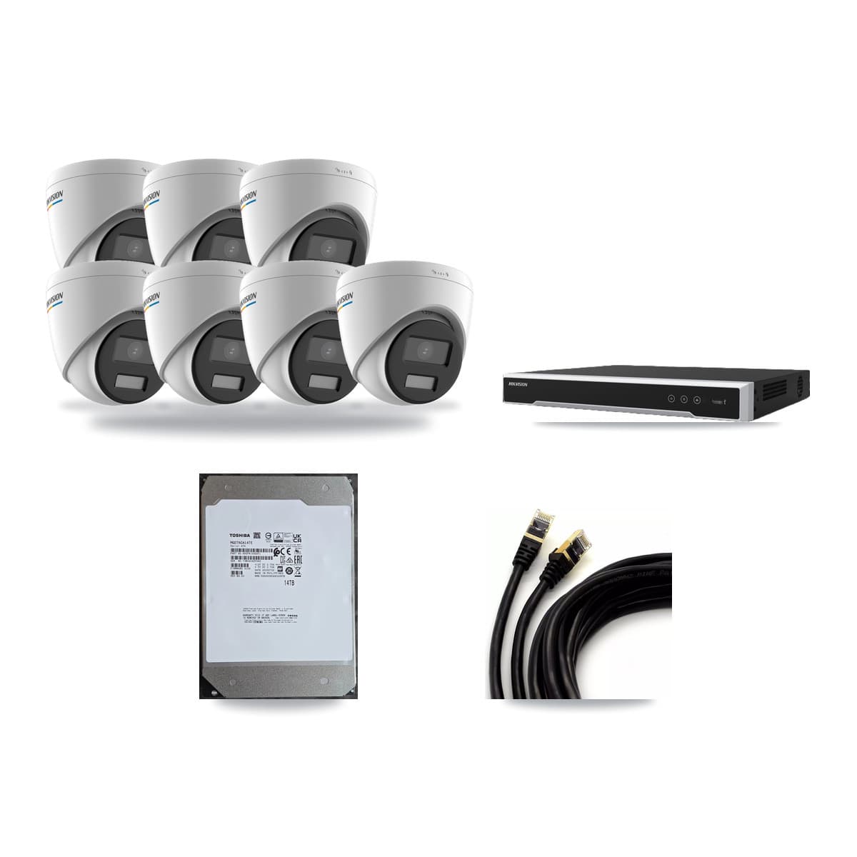 Hikvision 16-Channel 2MP – 5MP CCTV Kit — 7 2MP Turret + 7 5MP Dome Cameras + 14TB Recording (DS-7616NI-M2 Recorder) - Image 1