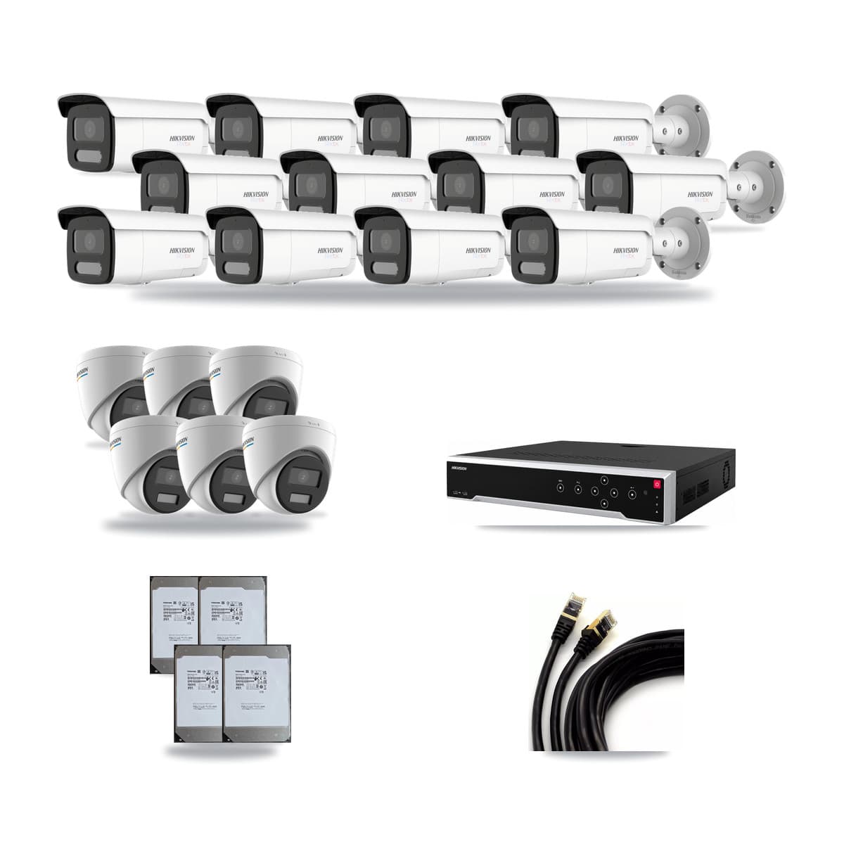 Hikvision 32-Channel 2MP – 4K CCTV Kit — 6 2MP Turret + 12 4K Bullet Cameras + 4× 14TB Recording - Image 1