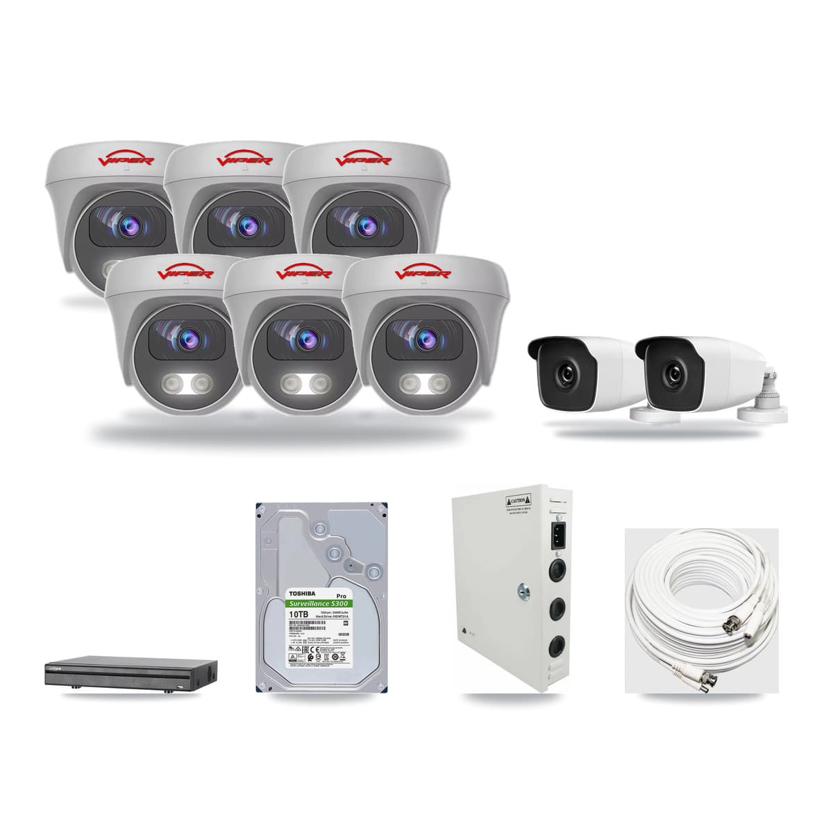 8-Channel 3MP – 5MP CCTV Kit — 2 3MP Bullet + 6 5MP Cameras + 10TB Recording - Image 1