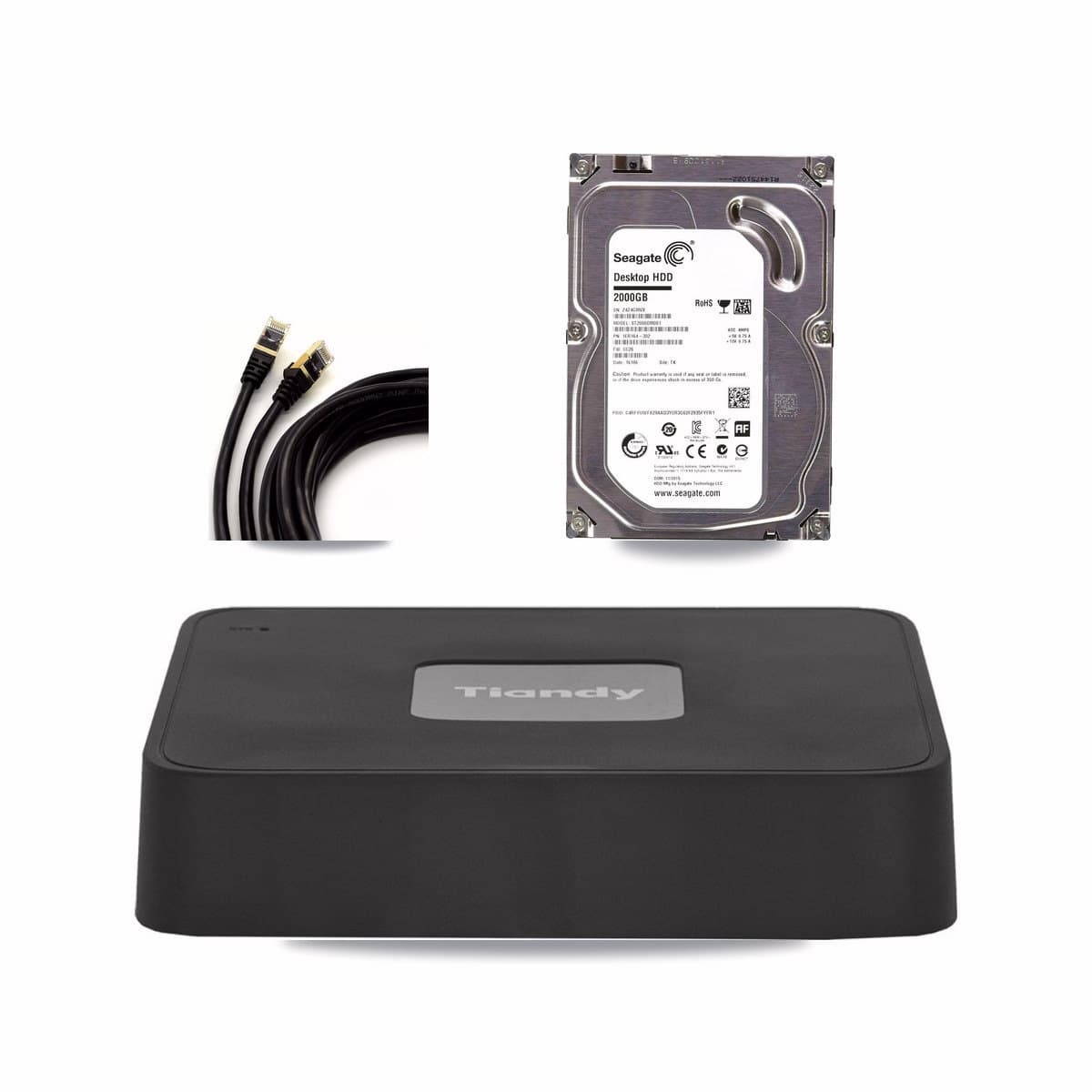 Tiandy 4-channel CCTV kit: 1 camera (1× 5MP Dome), 2TB hard drive