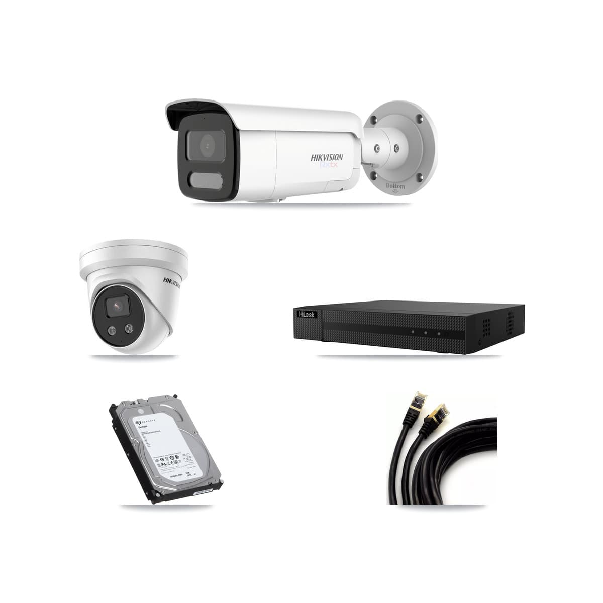 Hikvision & HiLook 8-Channel 5MP – 4K CCTV Kit — 2 4K Bullet + 1 5MP Turret Cameras + 6TB Recording