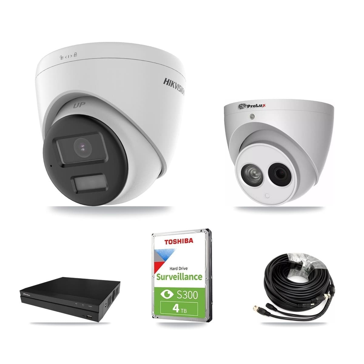 Hikvision & Prolux 8-Channel 4MP – 4K CCTV Kit — 1 4K + 1 4MP Turret Cameras + 4TB Recording (PXD-5208AN Recorder) - Image 1