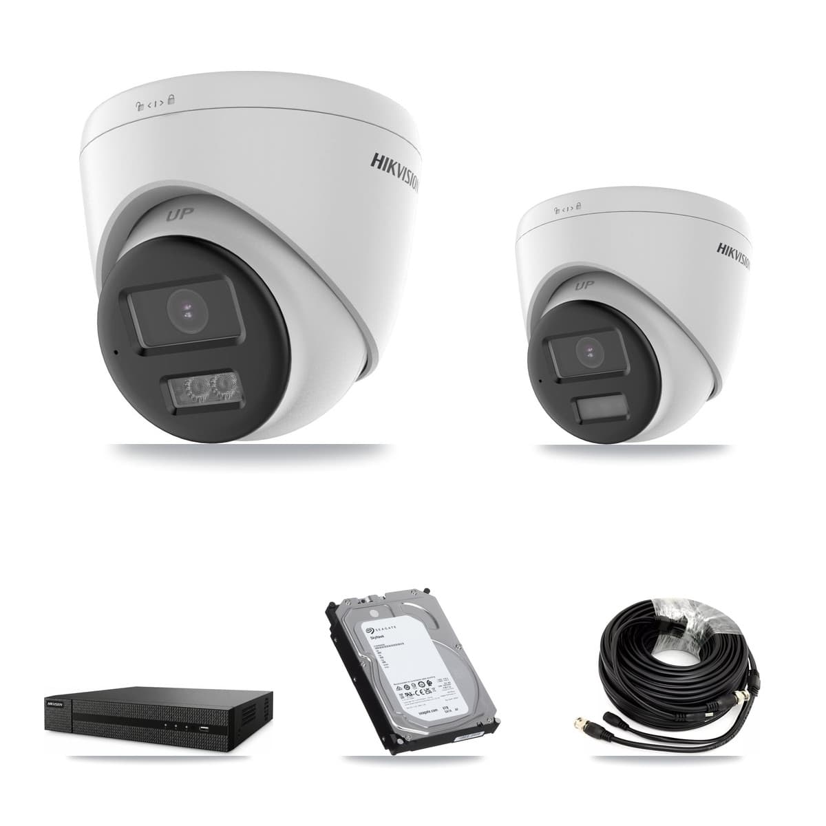Hikvision 8-Channel 5MP CCTV Kit — 2 DS-2CE78K0T + 6 DS-2CE78K0T Turret Cameras + 6TB Recording (DVR-8CH Recorder)