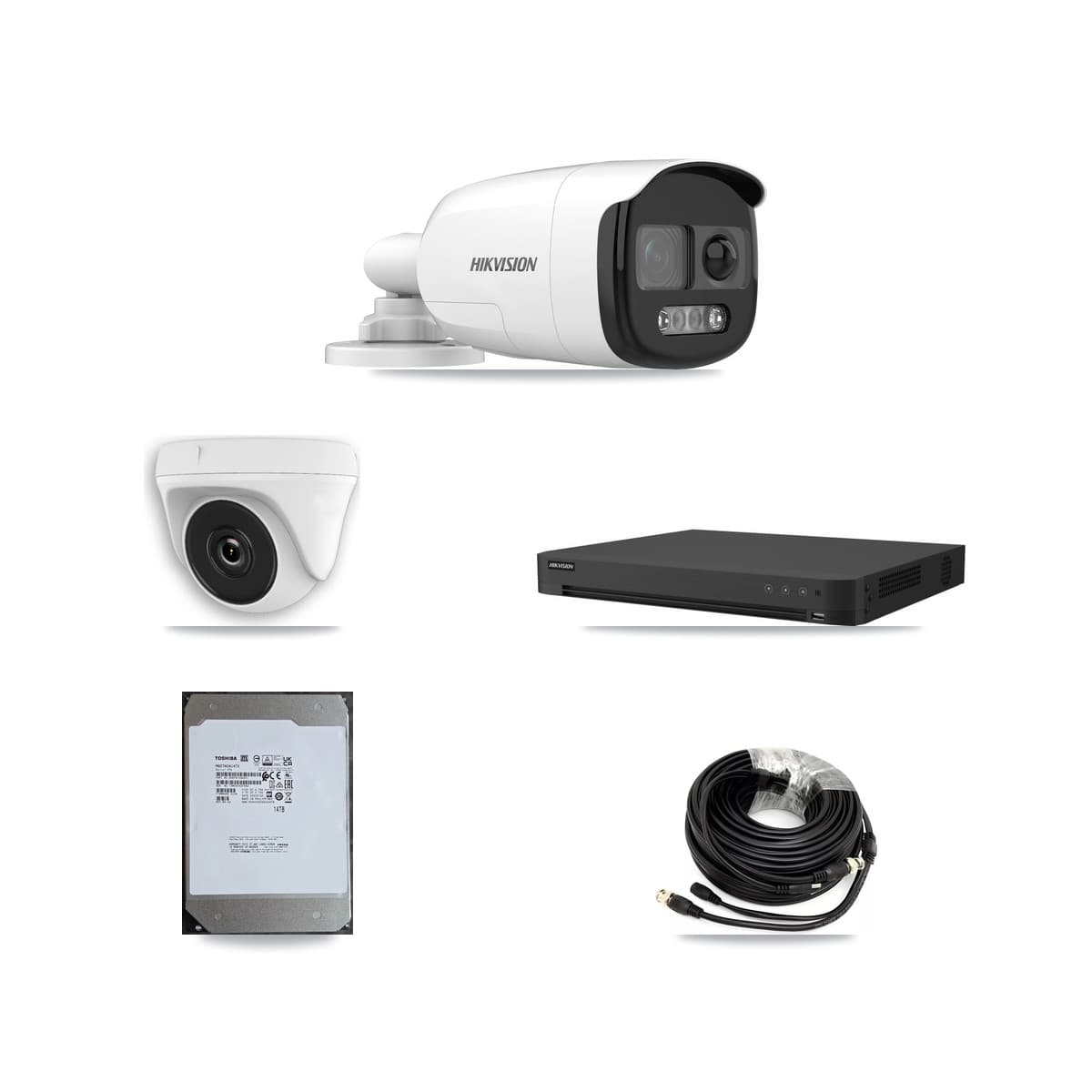 Hikvision 16-Channel 2MP – 5MP CCTV Kit — 6 5MP Bullet + 2 2MP Dome Cameras + 14TB Recording