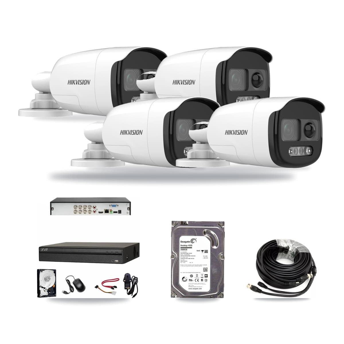 Hikvision & Dahua 8-Channel 5MP CCTV Kit — 4 DS-2CE12KF3T Bullet Cameras + 2TB Recording - Image 1