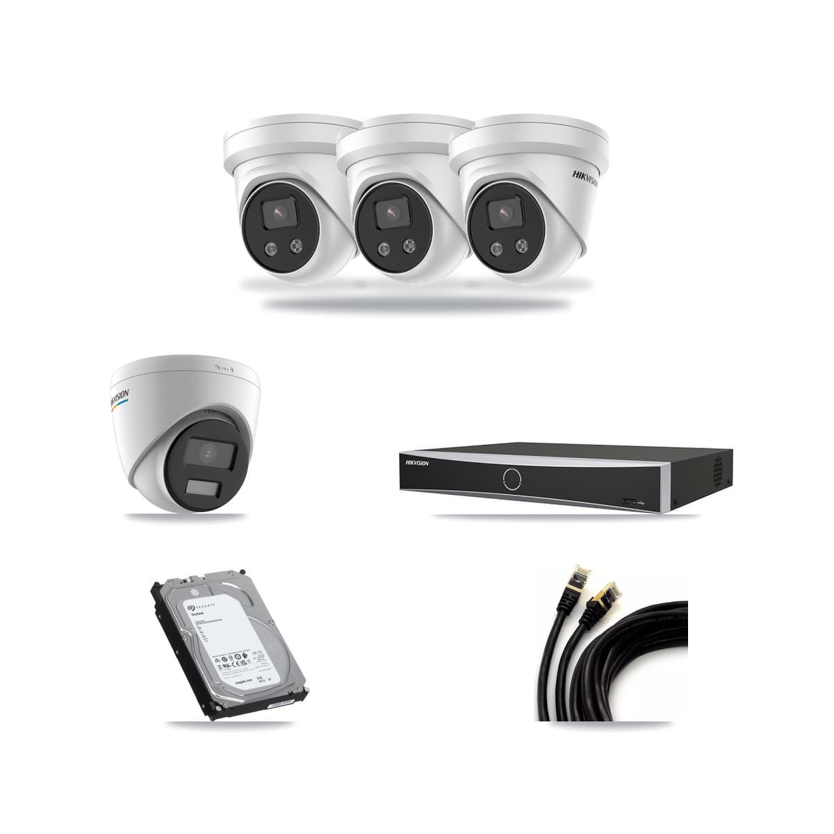 Hikvision 4-Channel 2MP – 5MP CCTV Kit — 1 2MP + 3 5MP Turret Cameras + 6TB Recording - Image 1