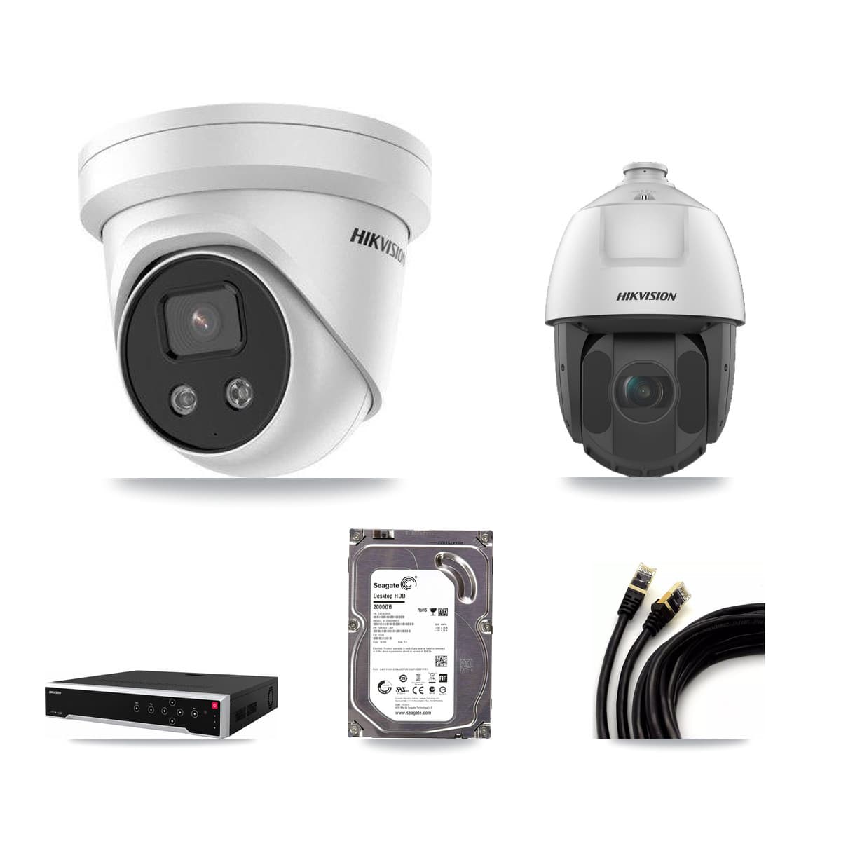 Hikvision 32-Channel 2MP – 5MP CCTV Kit — 1 5MP Turret + 1 2MP PTZ Cameras + 2TB Recording - Image 1