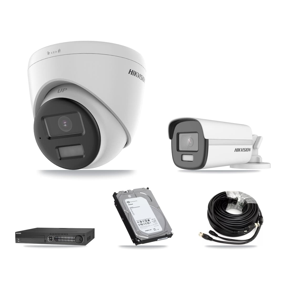 Hikvision 32-Channel 4K CCTV Kit — 1 Bullet + 7 Turret Cameras + 3× 6TB Recording