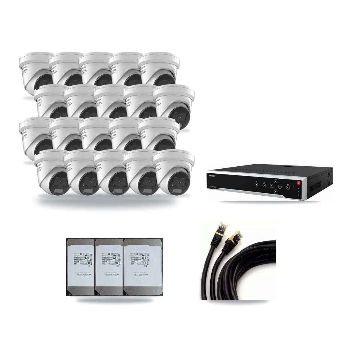 Hikvision 32-Channel 4K CCTV Kit — 20 Turret Cameras + 3× 14TB Recording - Image 1