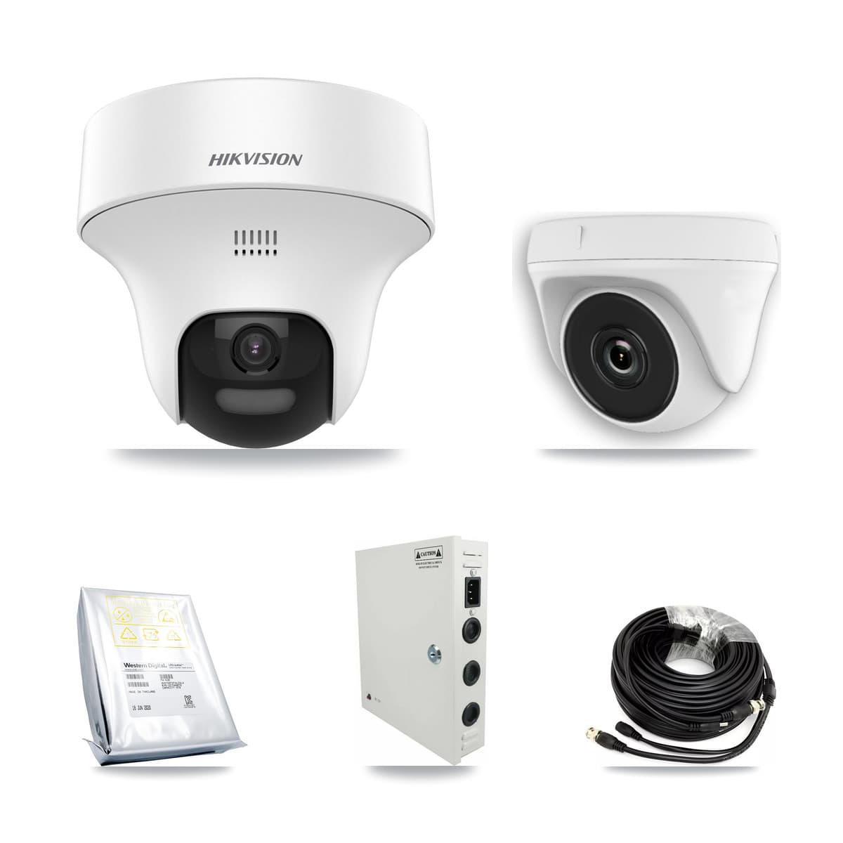 Hikvision 32-Channel 2MP – 5MP CCTV Kit — 16 DS-2CE70K0T 5MP Turret + 16 White HDT-2MP-N20W 2MP Dome Cameras + 4× 8TB Recording