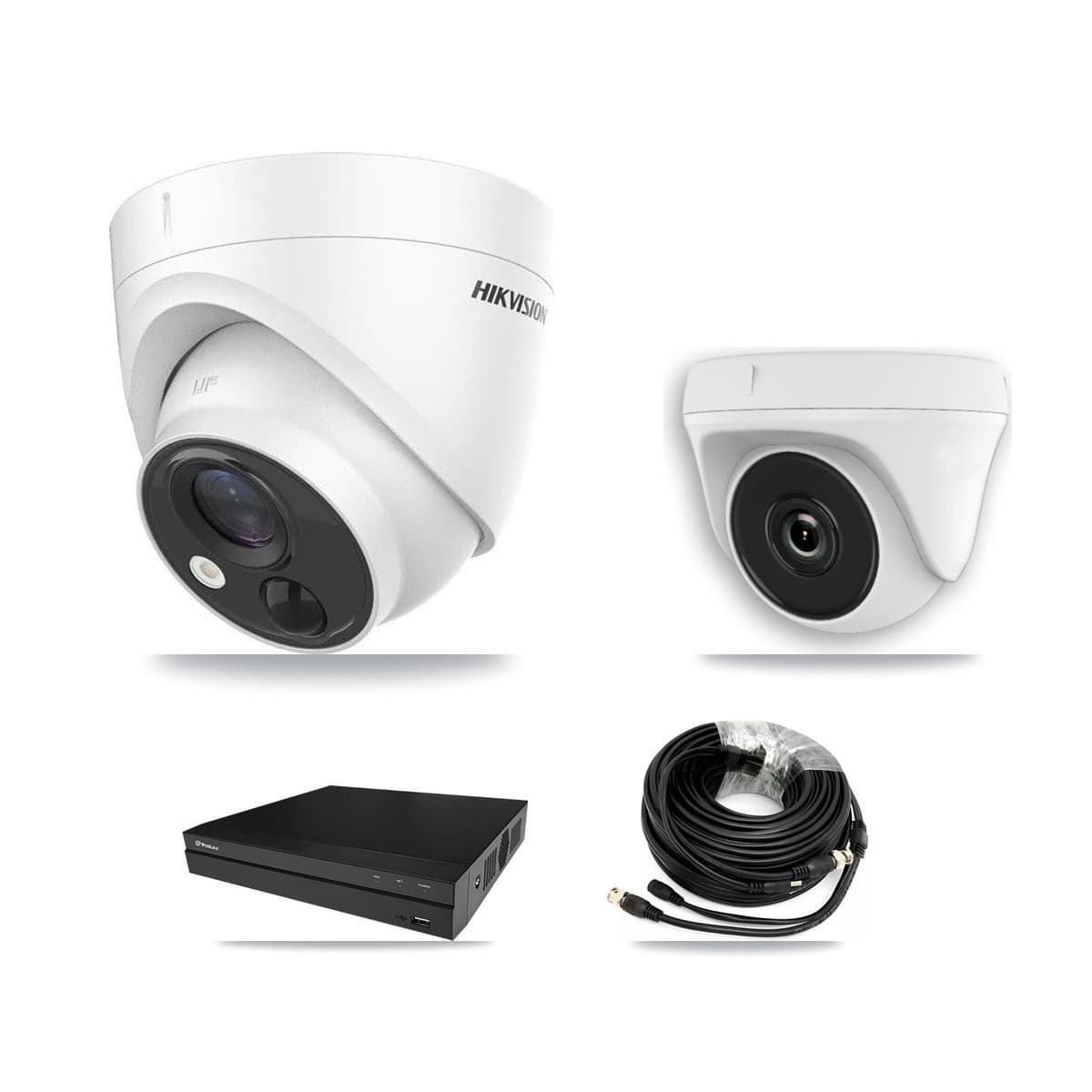 Hikvision & Prolux 8-Channel 2MP – 5MP CCTV Kit — 2 DS-2CE71H0T 5MP Turret + 1 White HDT-2MP-N20W 2MP Dome Cameras + 3TB Recording (PXD-5208AN Recorder) - Image 1