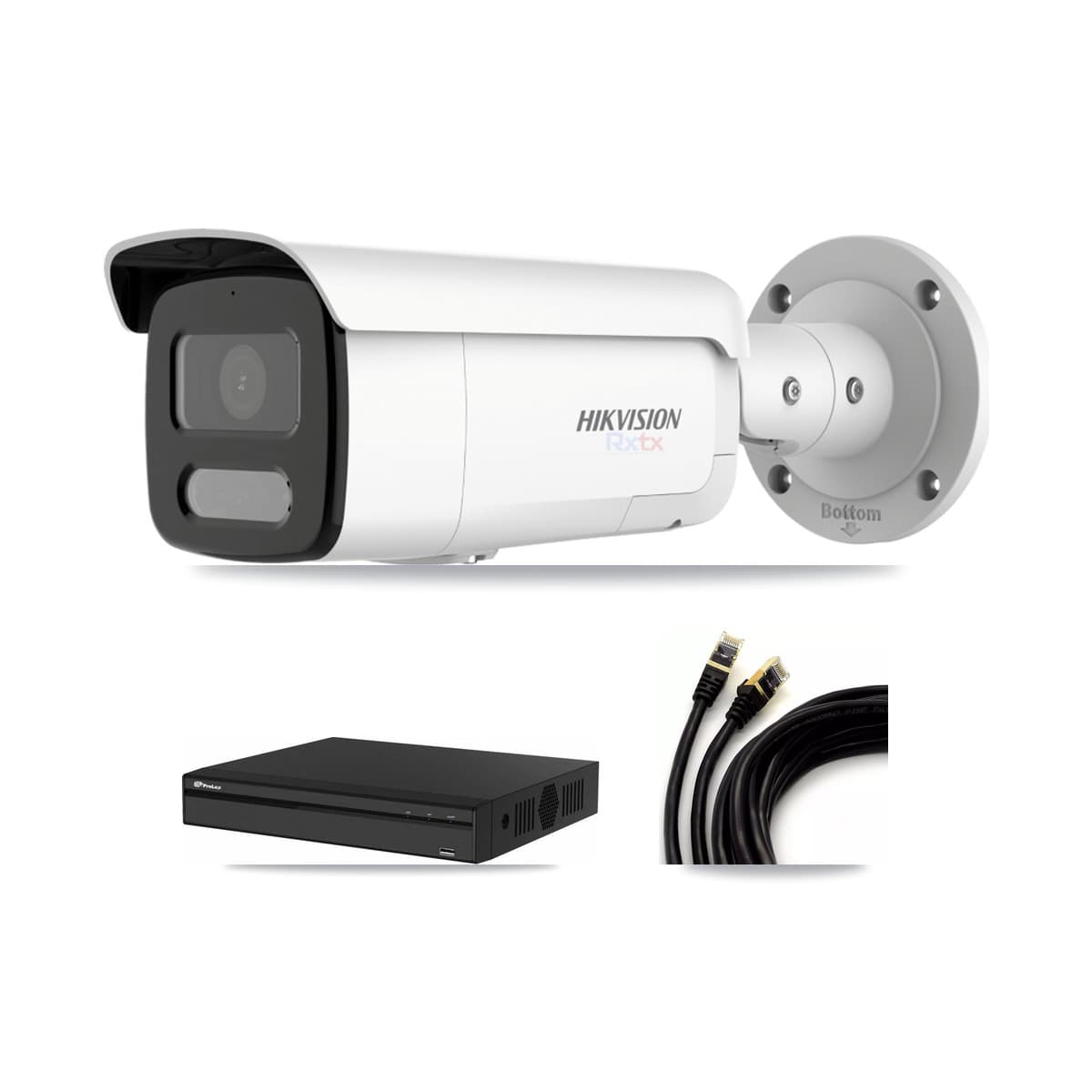 Hikvision & Prolux 4-Channel 4K CCTV Kit — 3 White Bullet Cameras + 8TB Recording