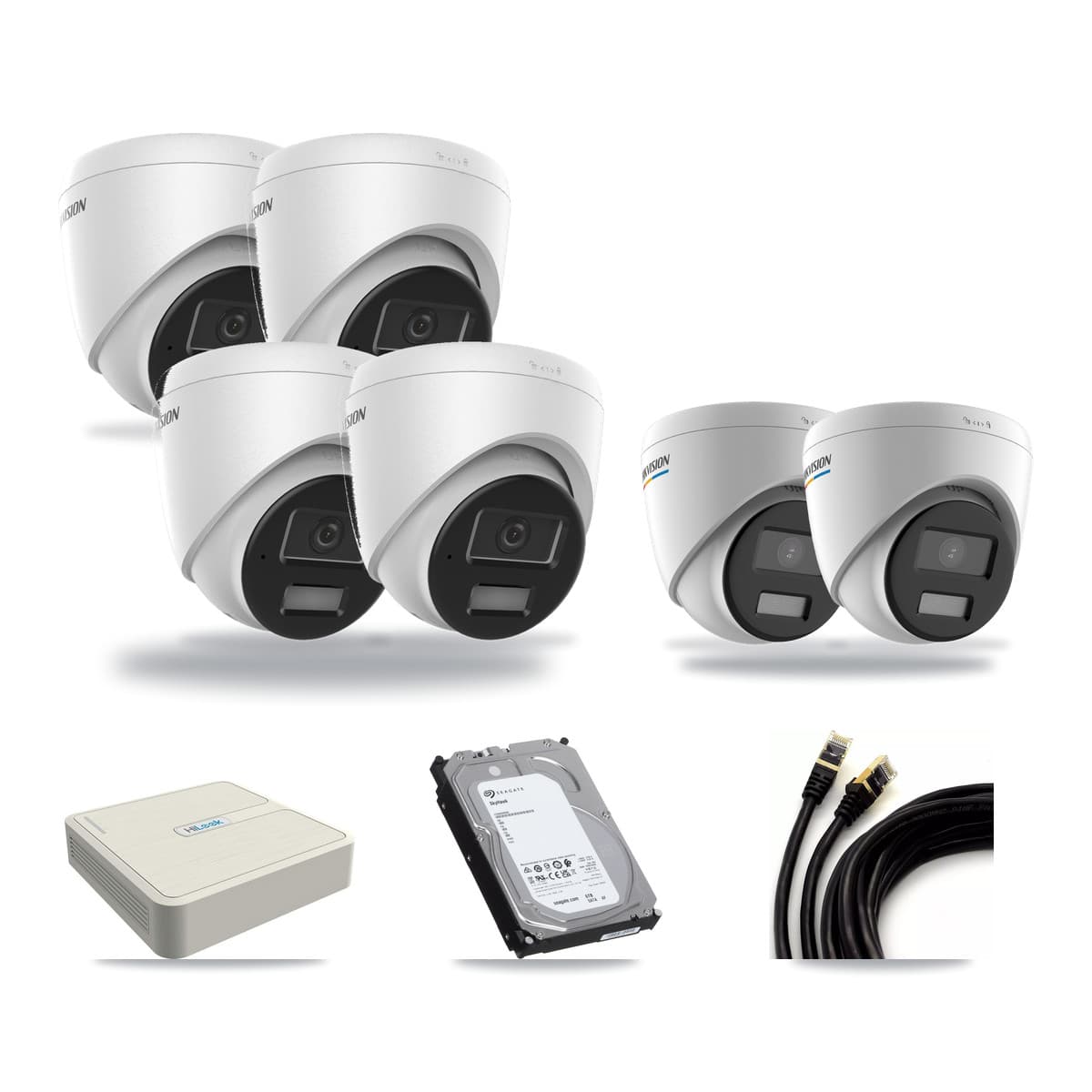 Hikvision & HiLook 8-Channel 2MP – 4MP CCTV Kit — 2 DS-2CD1327G2 2MP + 4 DS-2CD1343G2 4MP Turret Cameras + 6TB Recording - Image 1